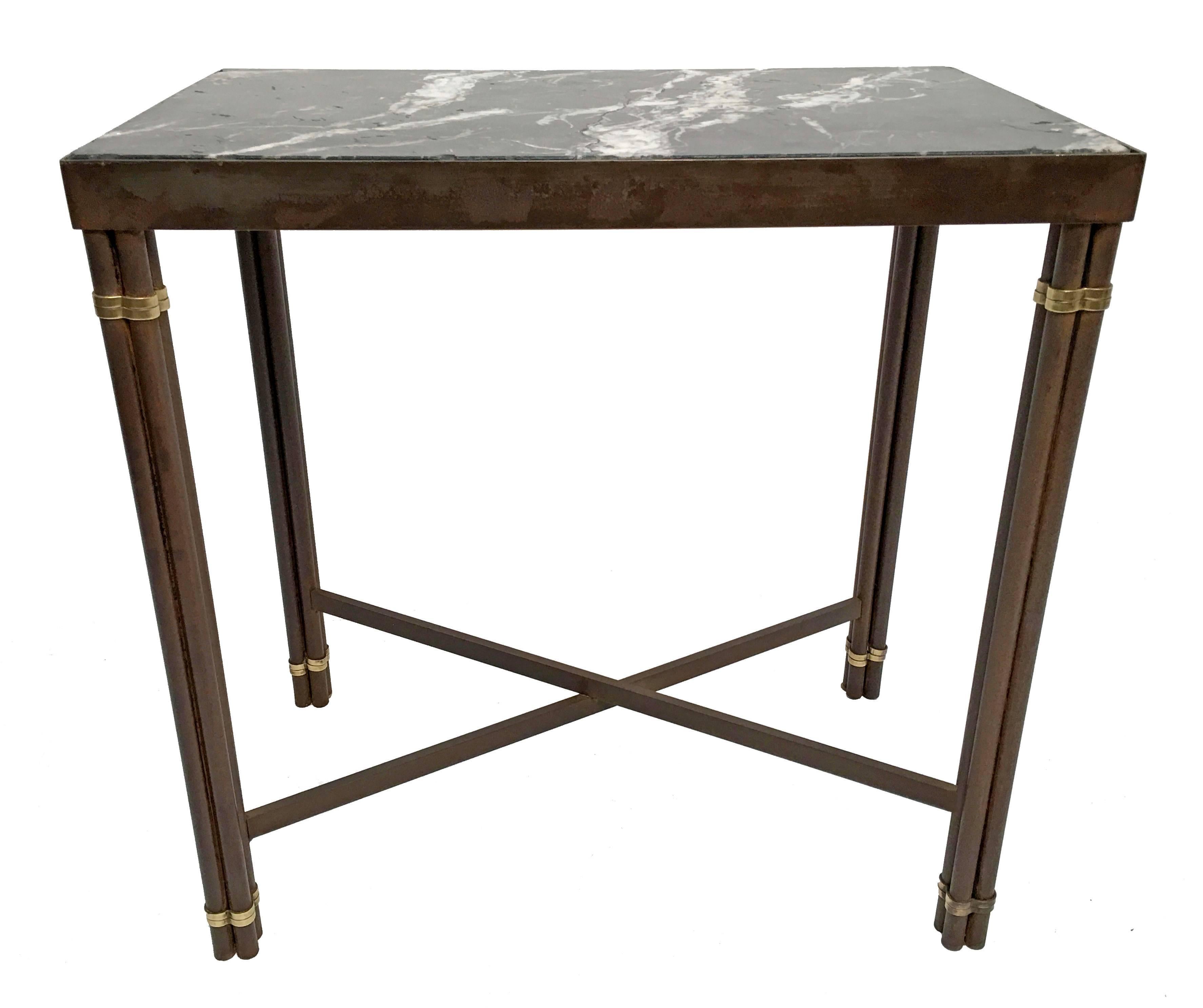 Modern Iron Frame with Nero Marquina Black Marble Top Garden Table 3