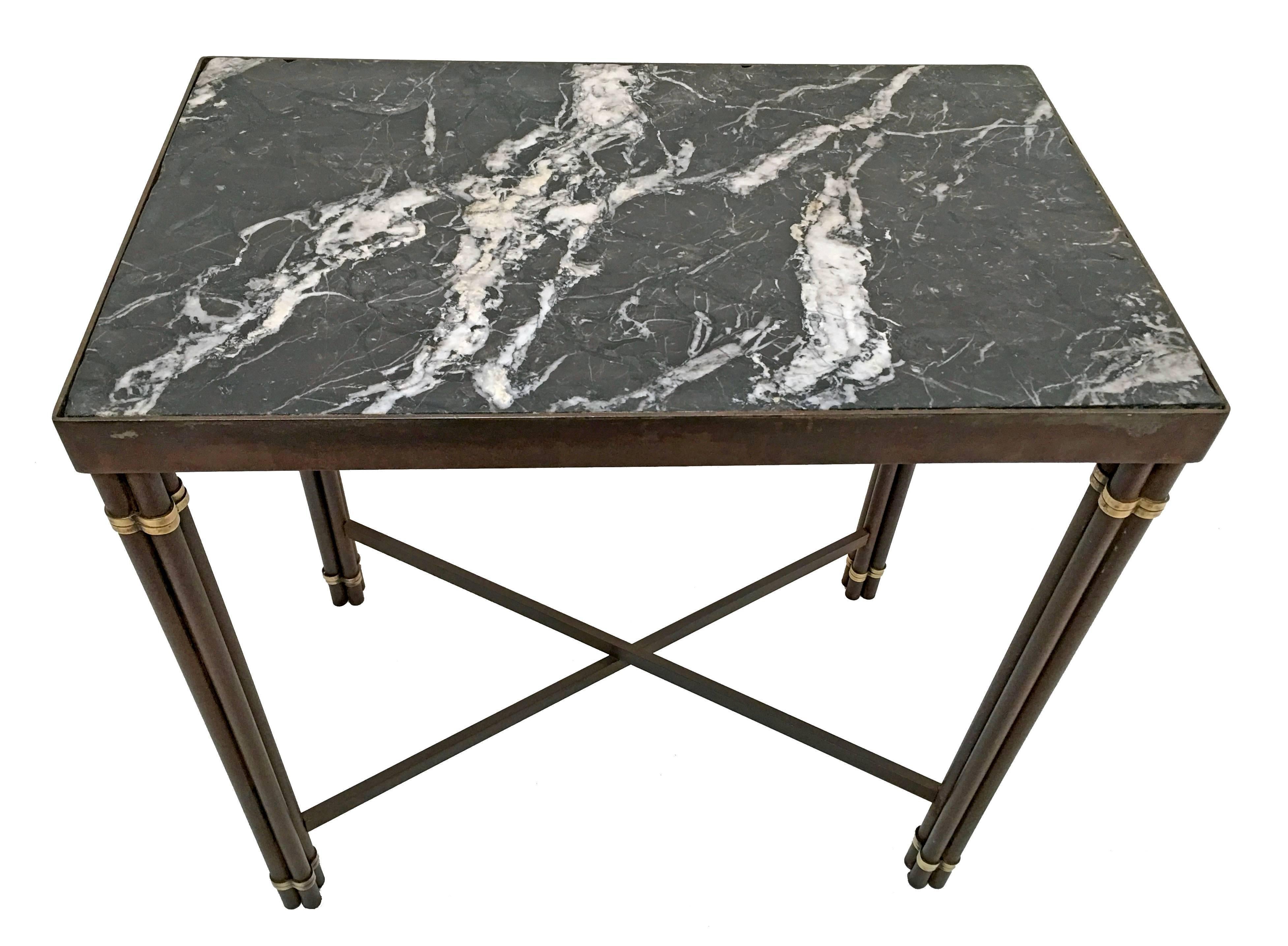 Modern Iron Frame with Nero Marquina Black Marble Top Garden Table 4