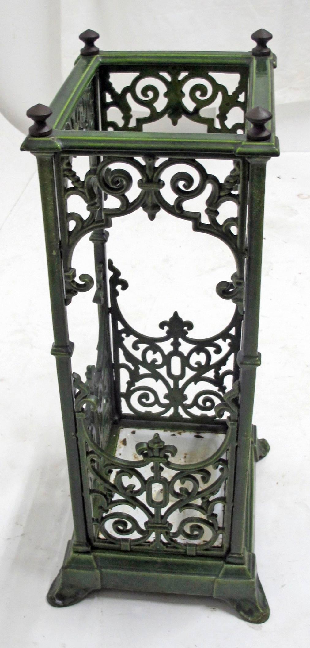 Antique Enameled Cast Iron Umbrella Stand In Good Condition In San Francisco, CA