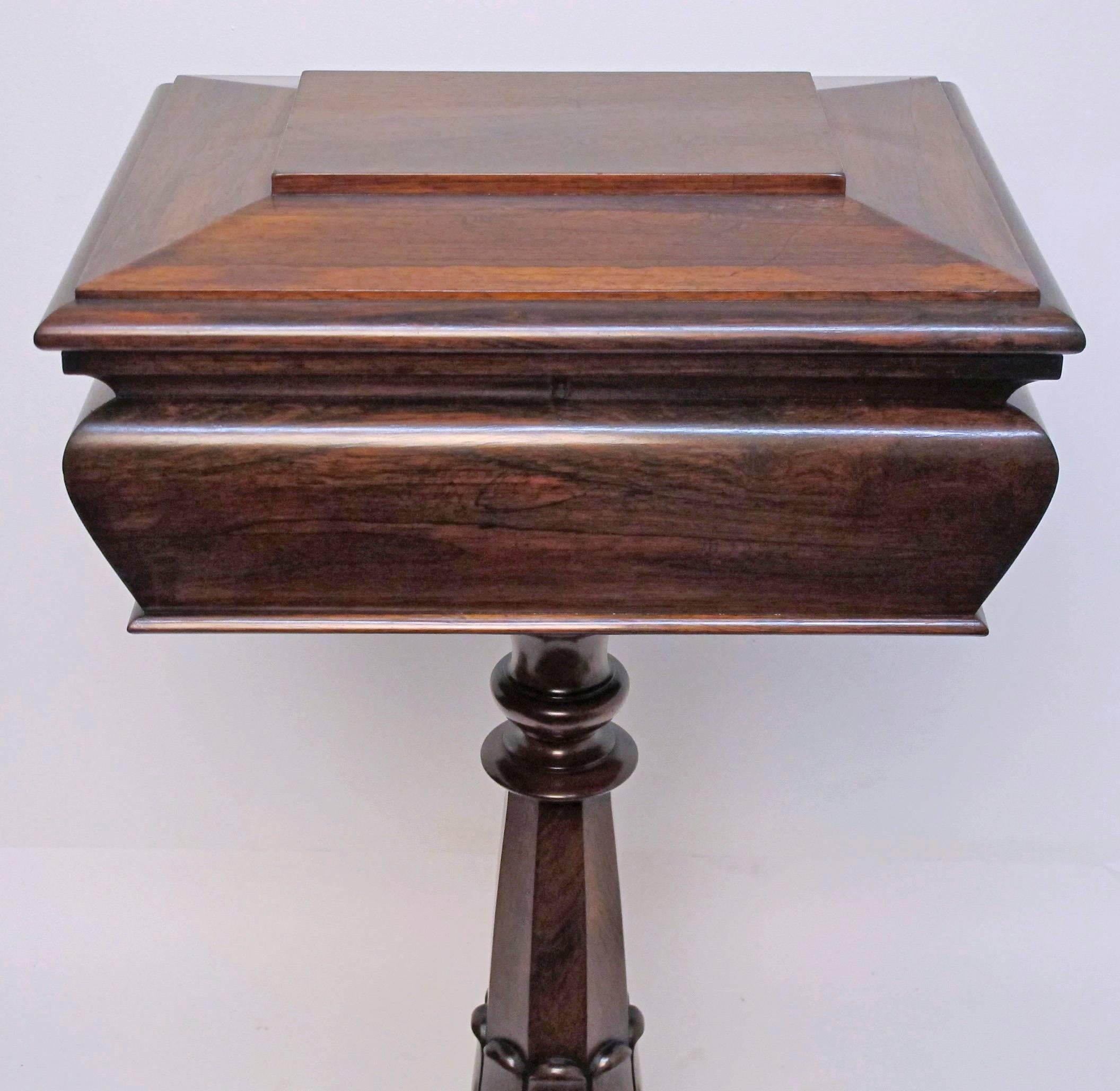 Regency 19th Century English Rosewood Teapoy Tea Caddy For Sale