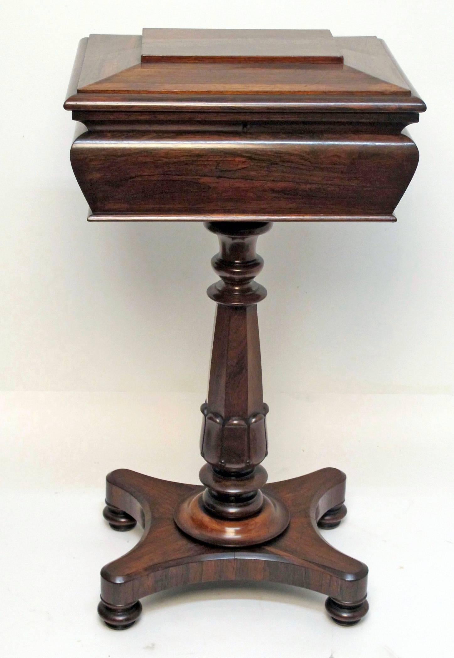 19th Century English Rosewood Teapoy Tea Caddy For Sale 3