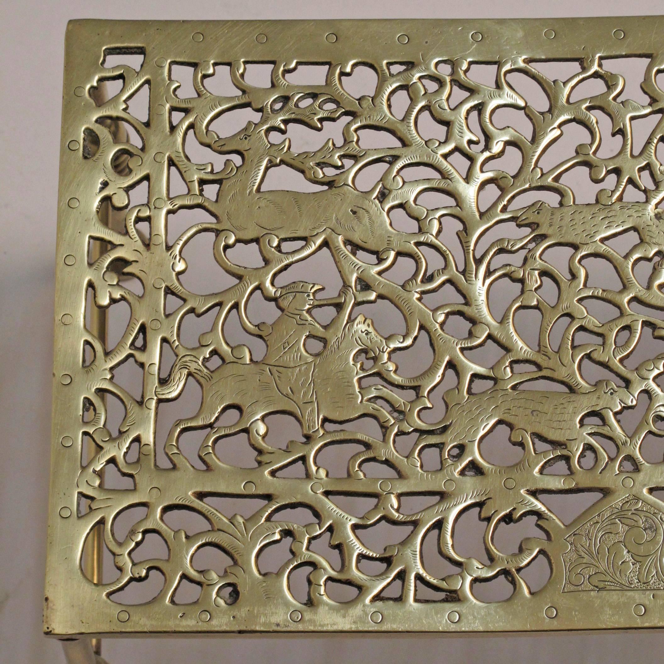 17th Century English Brass Foot Warmer Trivet 2