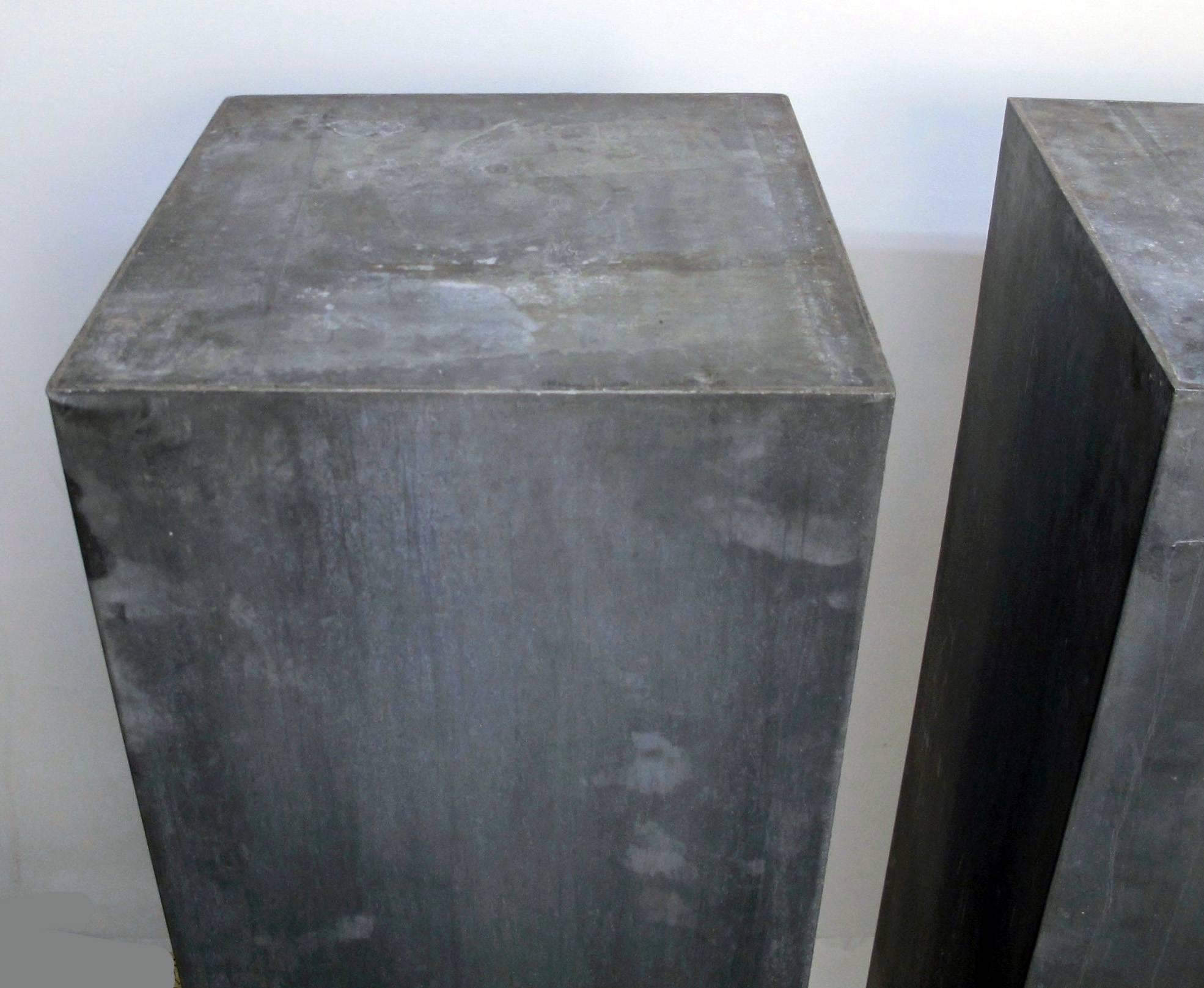 20th Century Large Pair of Zinc Pedestals