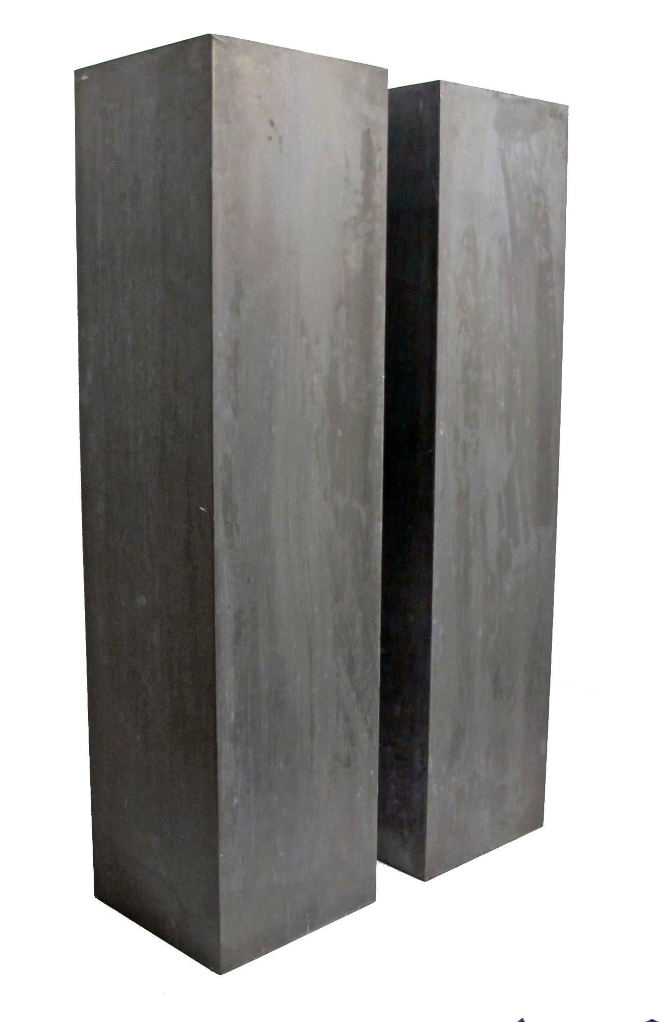 Mid-Century Modern Large Pair of Zinc Pedestals