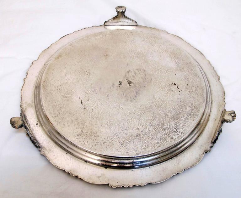 Silver Plate 19th Century Sheffield Silver Salver For Sale