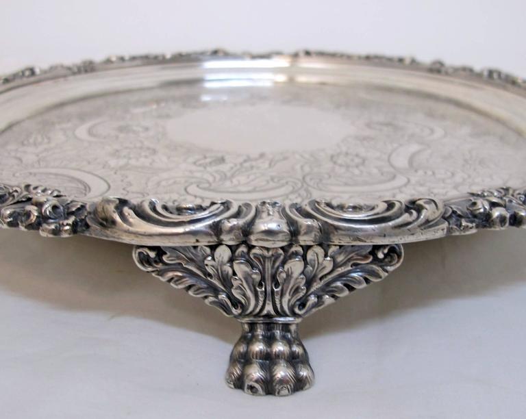 19th Century Sheffield Silver Salver In Excellent Condition For Sale In San Francisco, CA