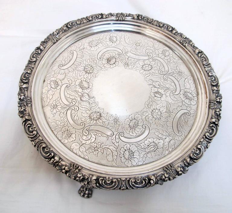 An early 19th century, silver on copper Sheffield footed salver, England, circa 1830.