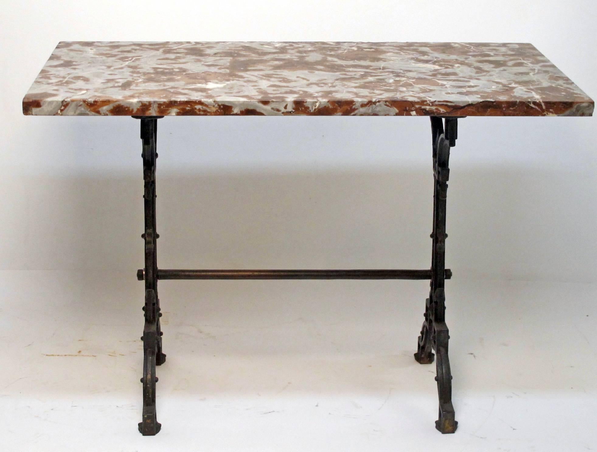 French Cast Iron and Marble Cafe Table 5