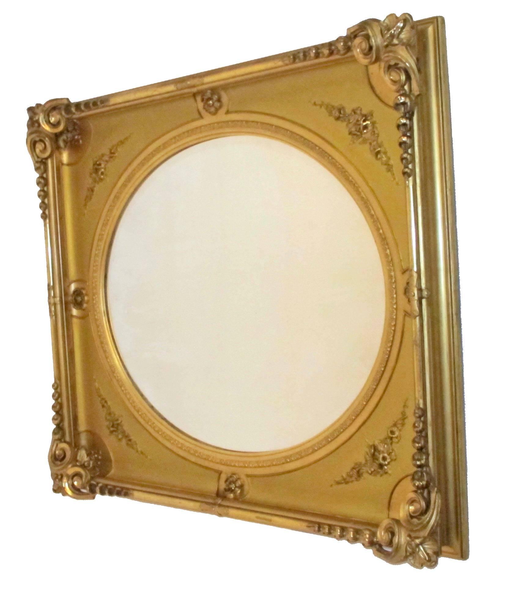 A beautiful quality water gilded portrait frame converted to a mirror, France, late 19th century.