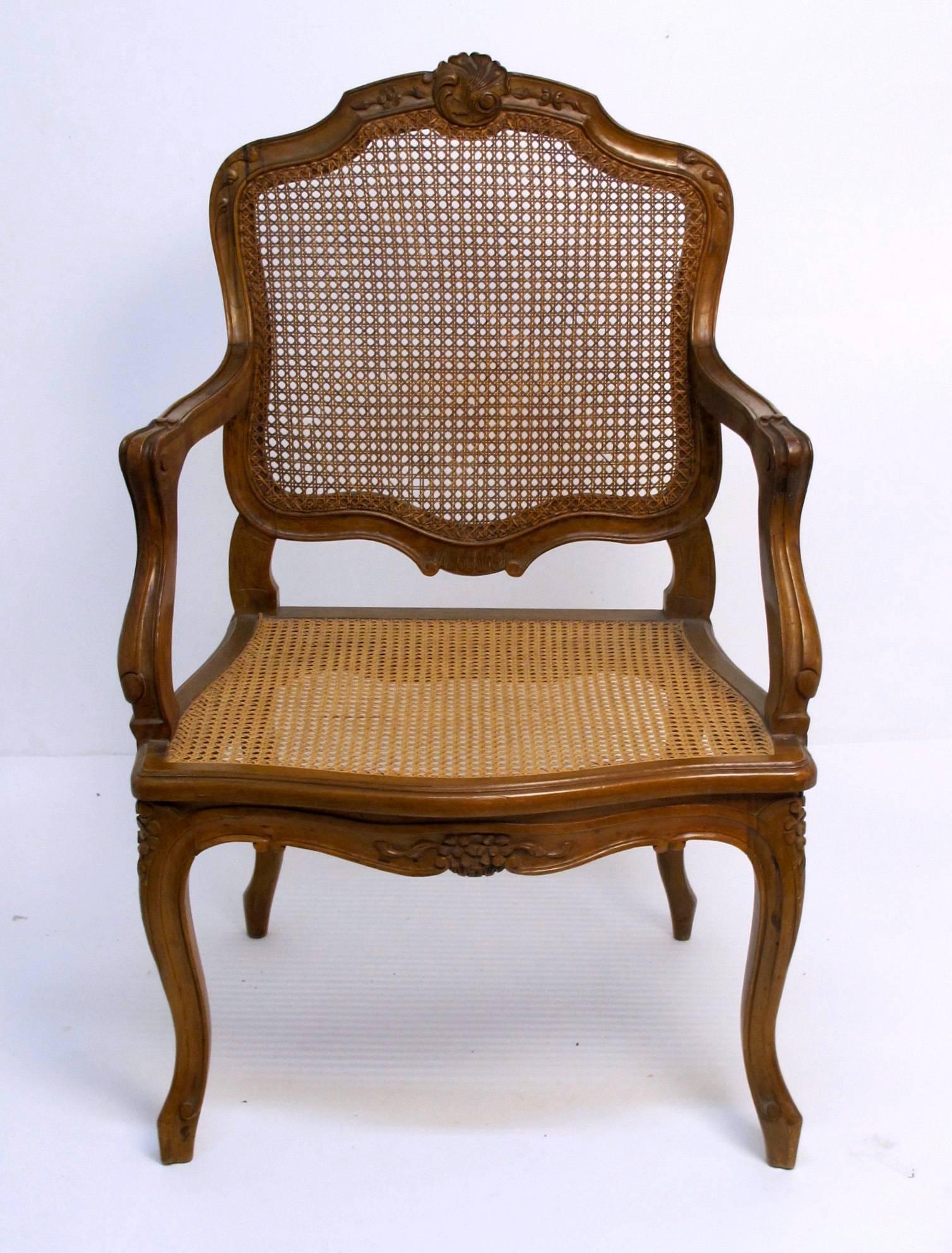 Carved French Louis XV Style Fauteuil Armchair