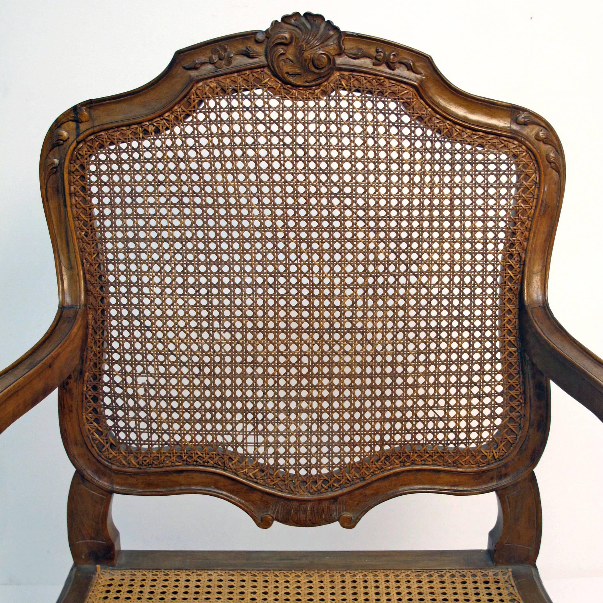 Cane French Louis XV Style Fauteuil Armchair