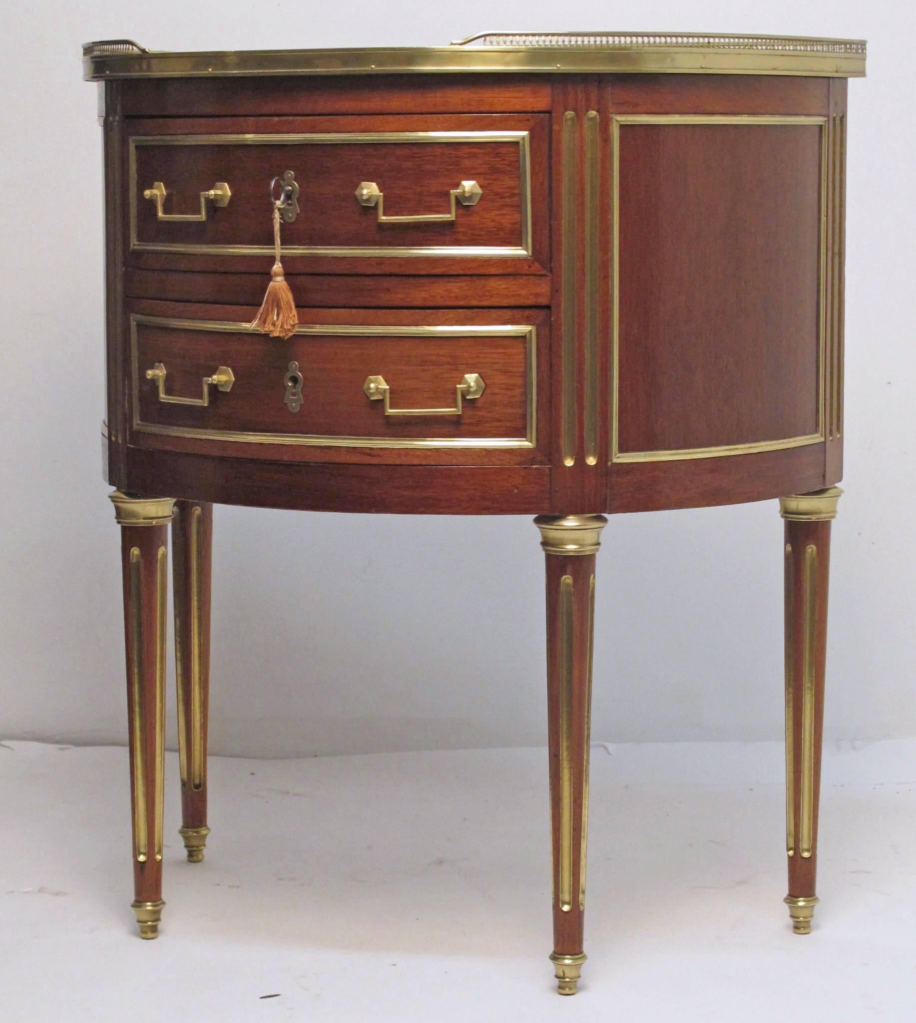19th Century French Directoire Demilune Side Table Chest