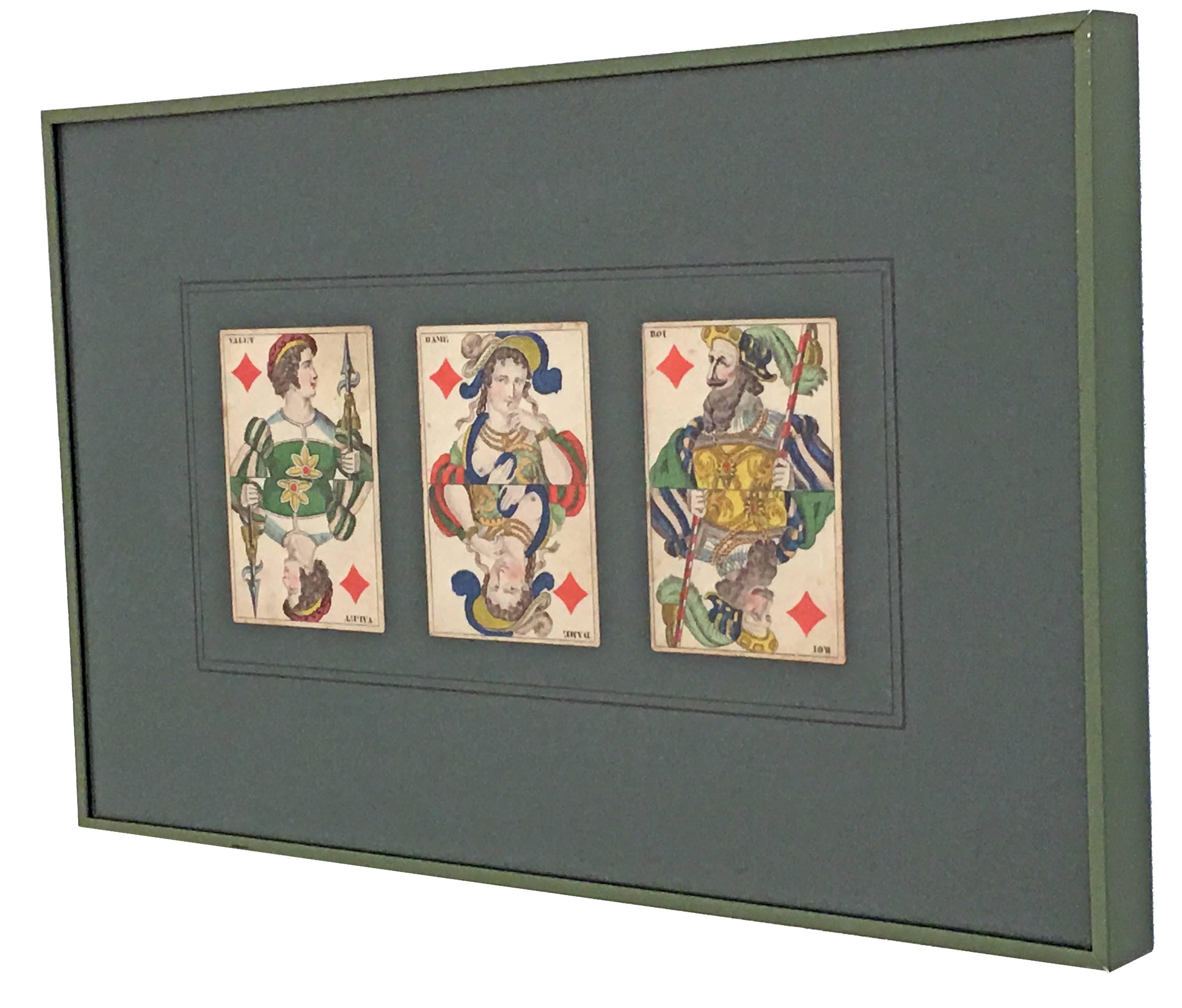 Late 19th Century Collection of 62 Piatnik Playing Cards, 13 Framed Pieces, Austrian, 19th Century