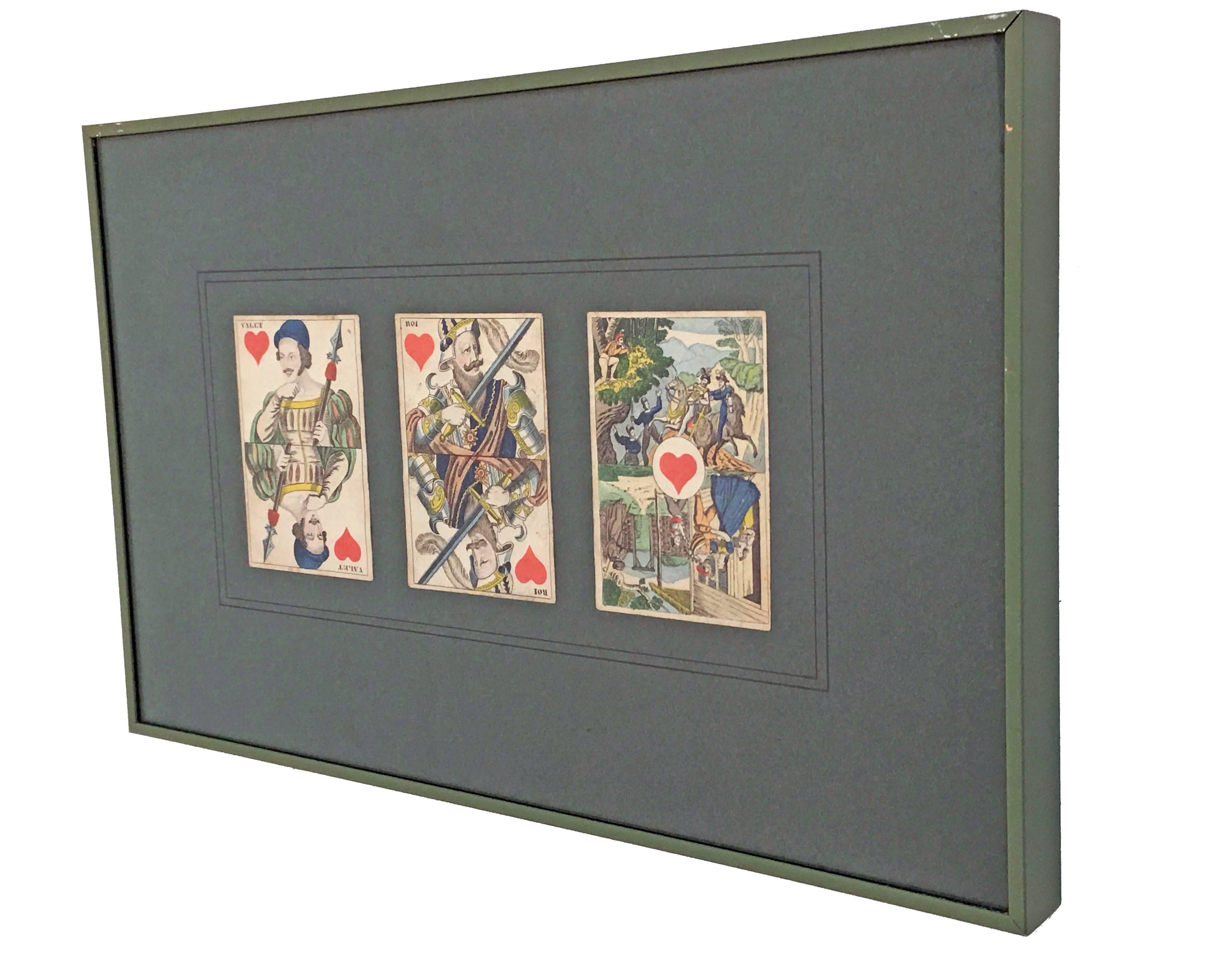 Paper Collection of 62 Piatnik Playing Cards, 13 Framed Pieces, Austrian, 19th Century