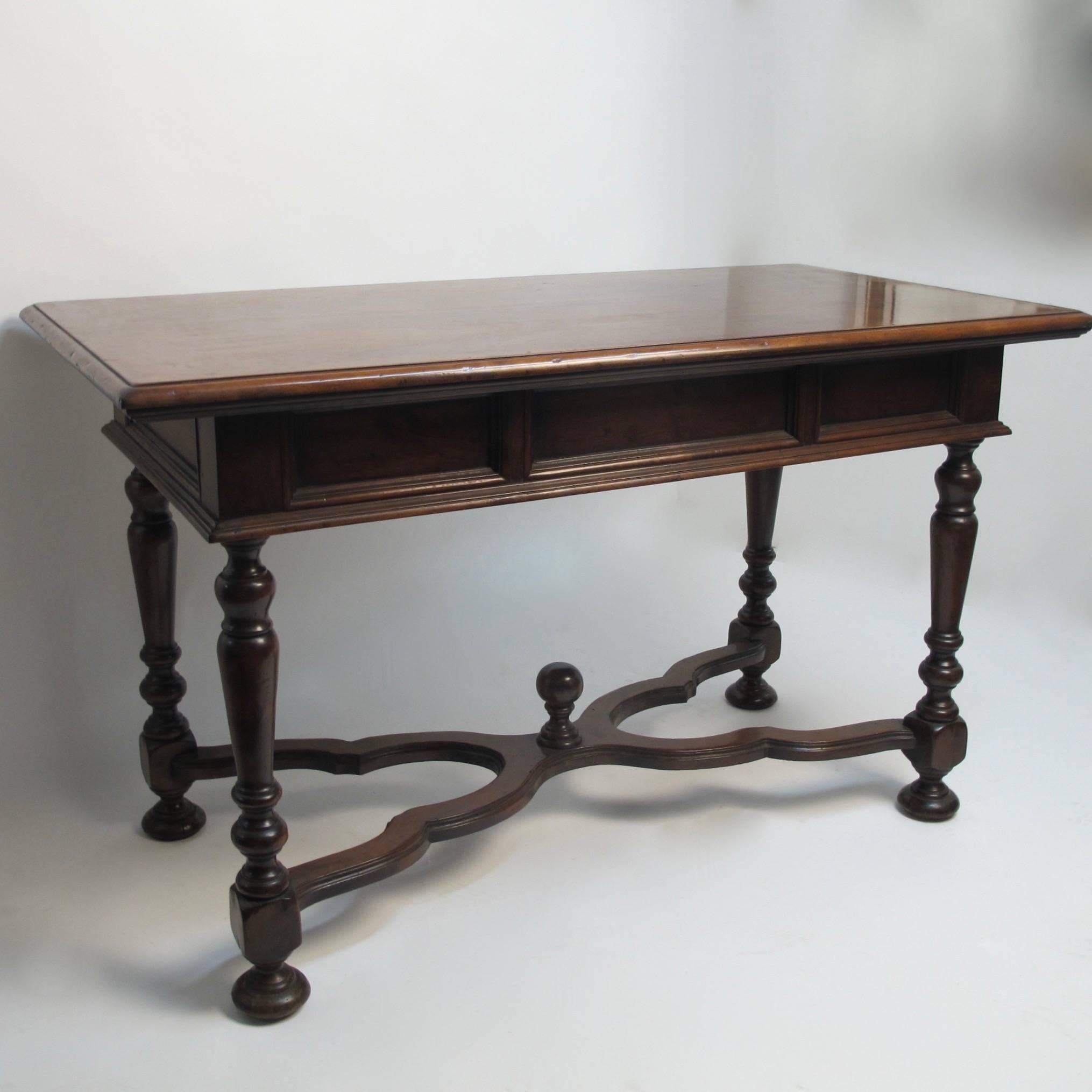 French Louis XIII Style Walnut Writing Table or Desk, France Late 19th Century