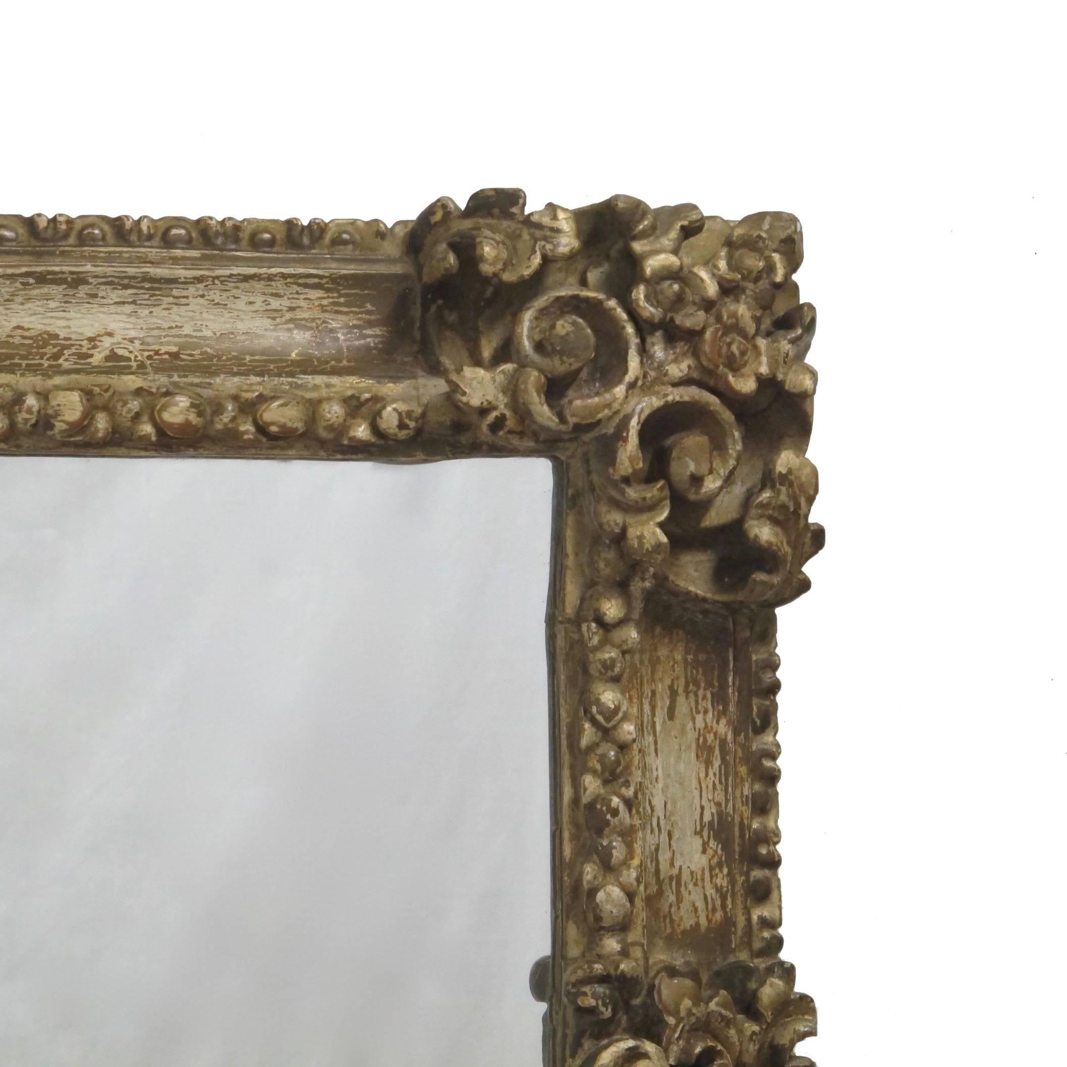 Spanish Carved Pine Portrait Frame Mirror