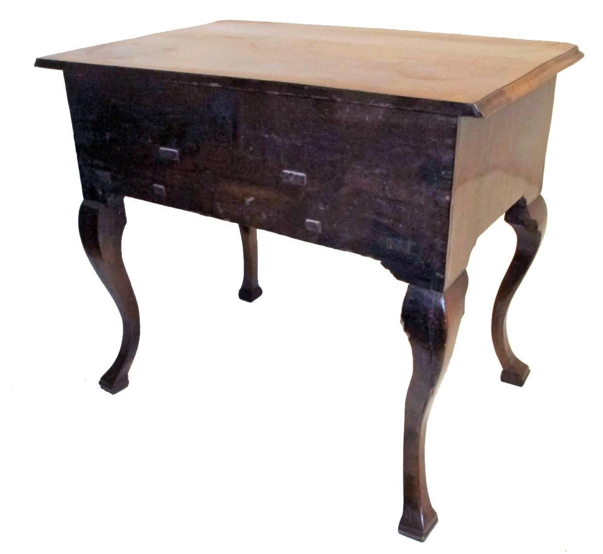 English George II Burl Walnut Lowboy For Sale