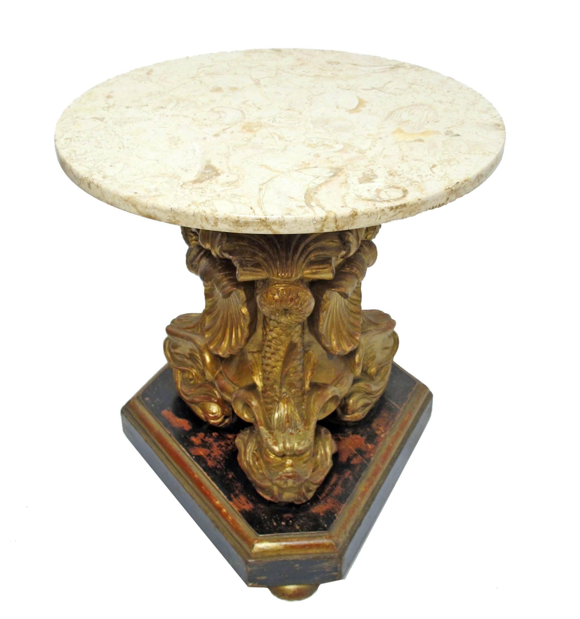 Marble 19th Century Italian Giltwood Side Tables