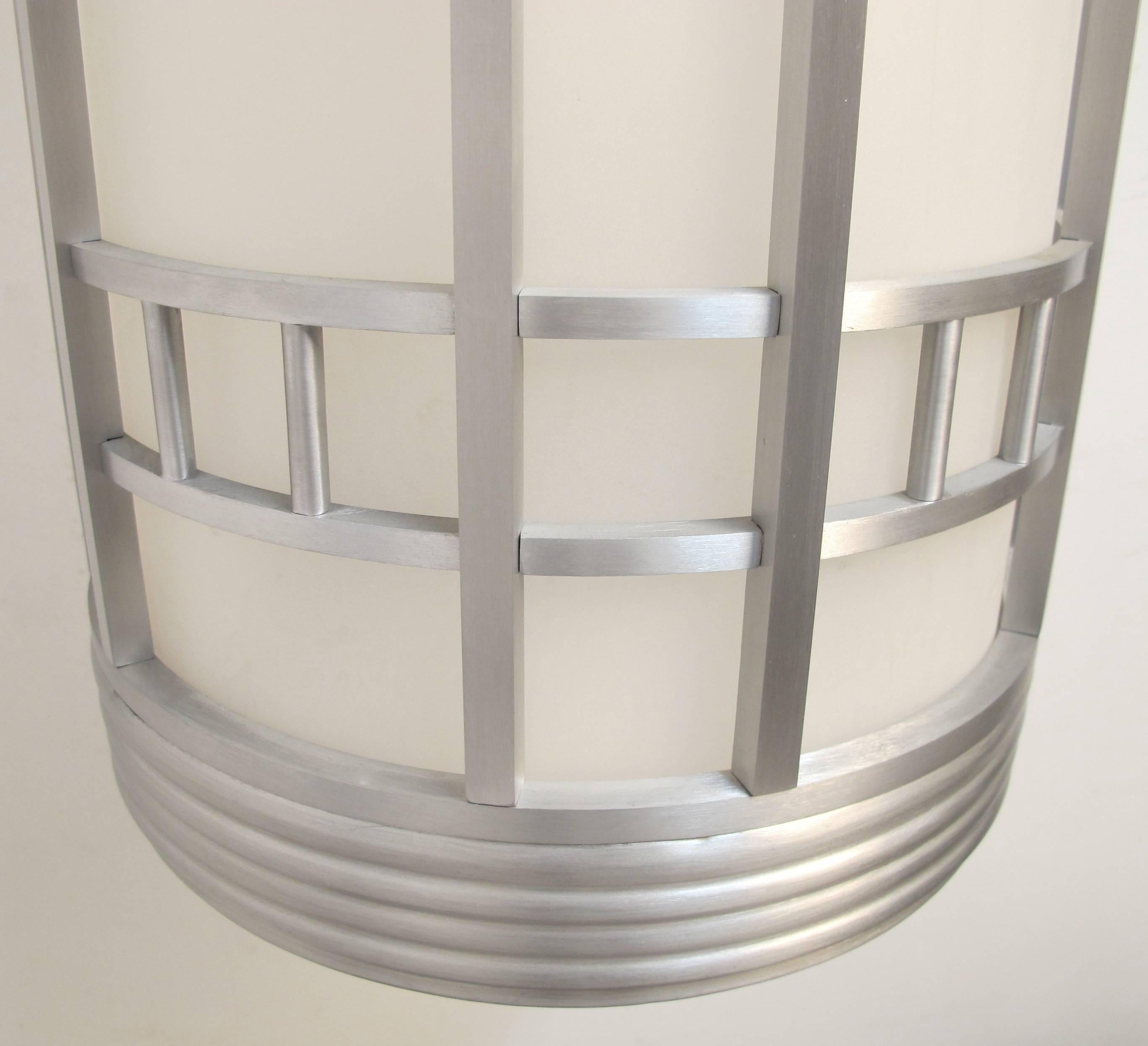 Aluminum Large Streamlined Moderne Light Fixtures Sconces, American Mid 20th Century For Sale