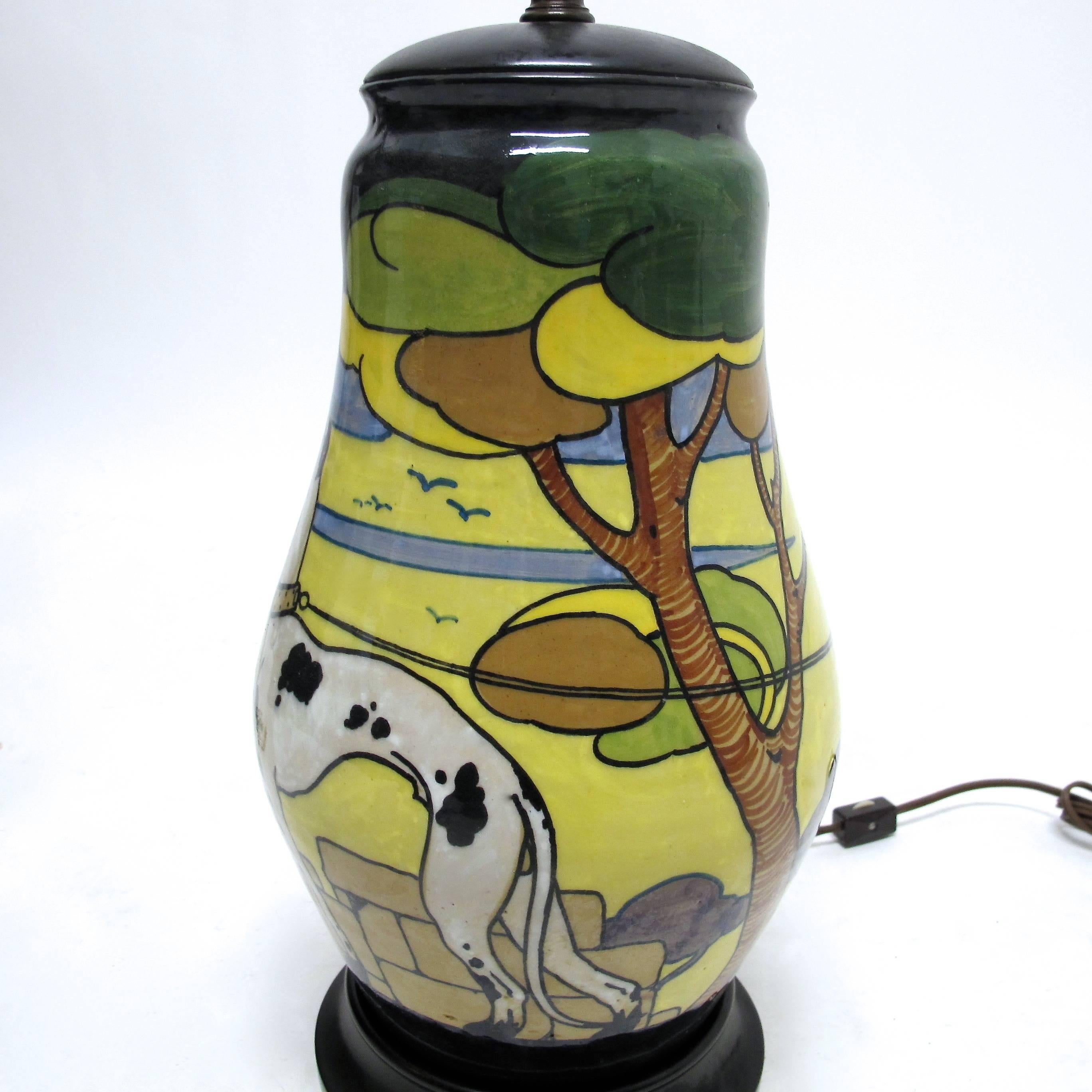 Art Nouveau Palatino Art Deco Style Italian Pottery Lamp