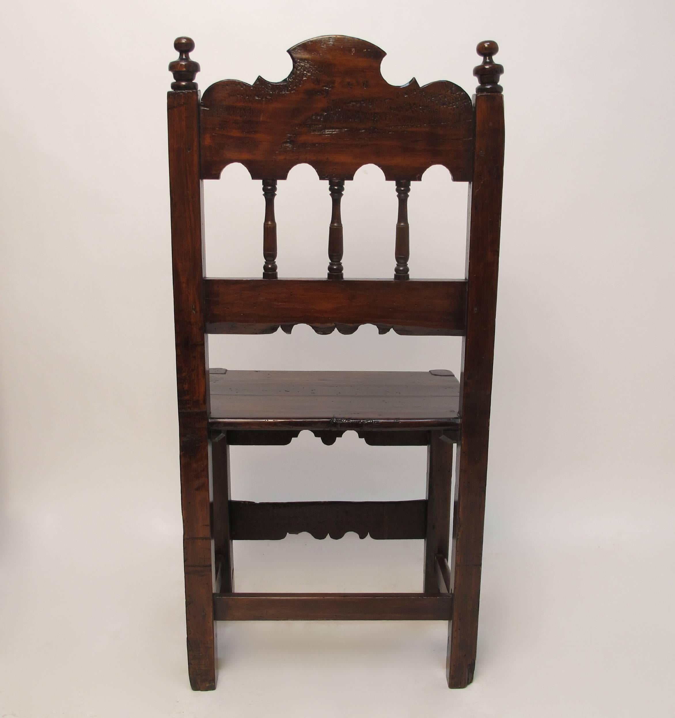 Carved Four Latin American Dining Chairs 