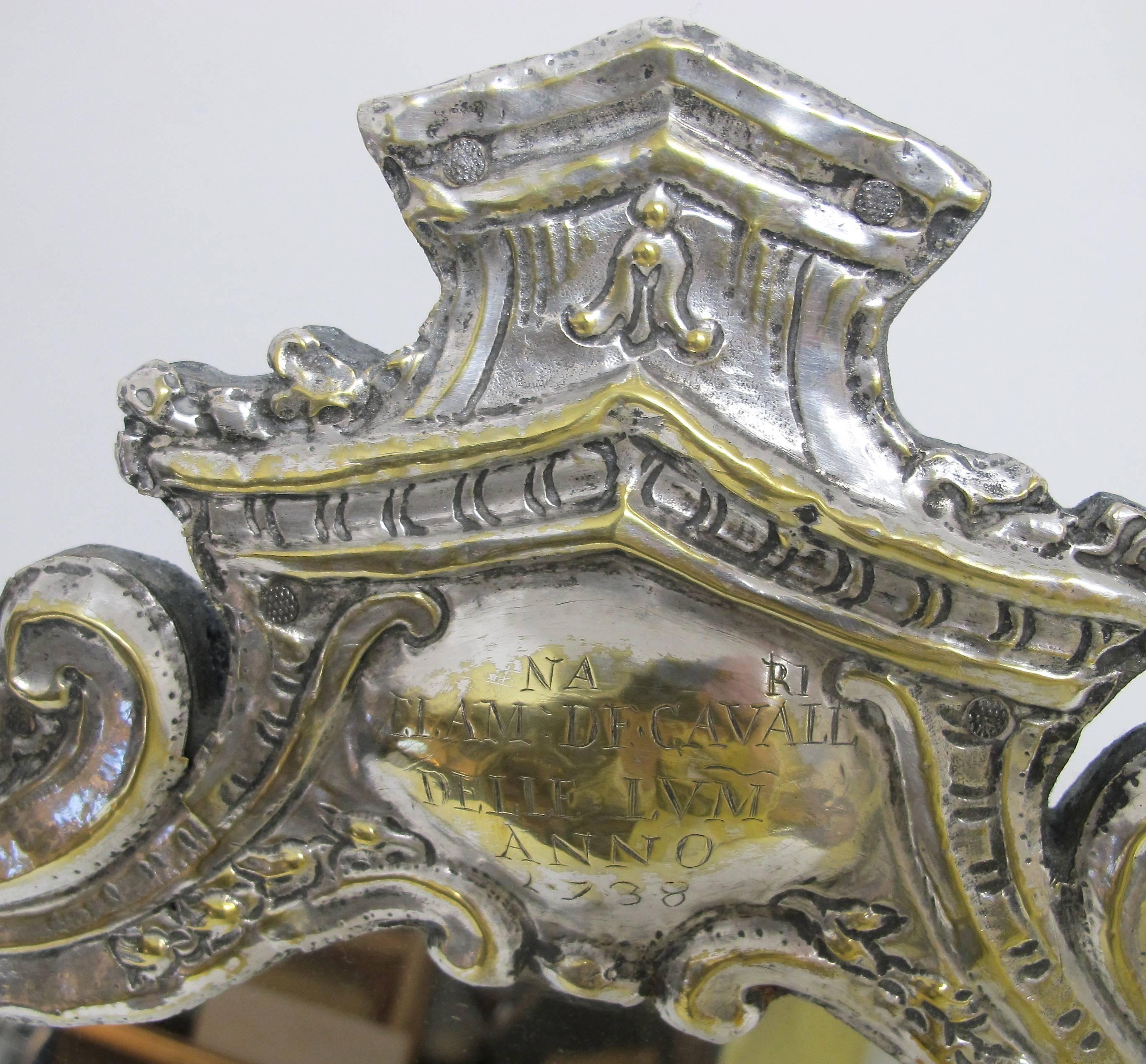 18th Century Italian Silver Tabletop Mirror Frame In Excellent Condition In San Francisco, CA