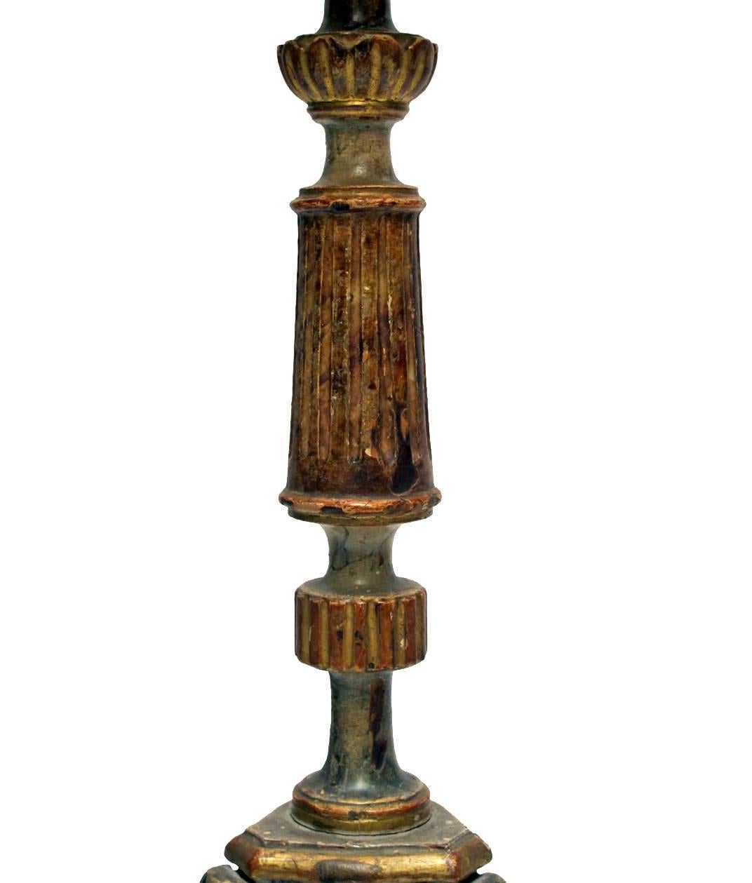 18th Century Italian Candlestick Lamps In Excellent Condition In San Francisco, CA