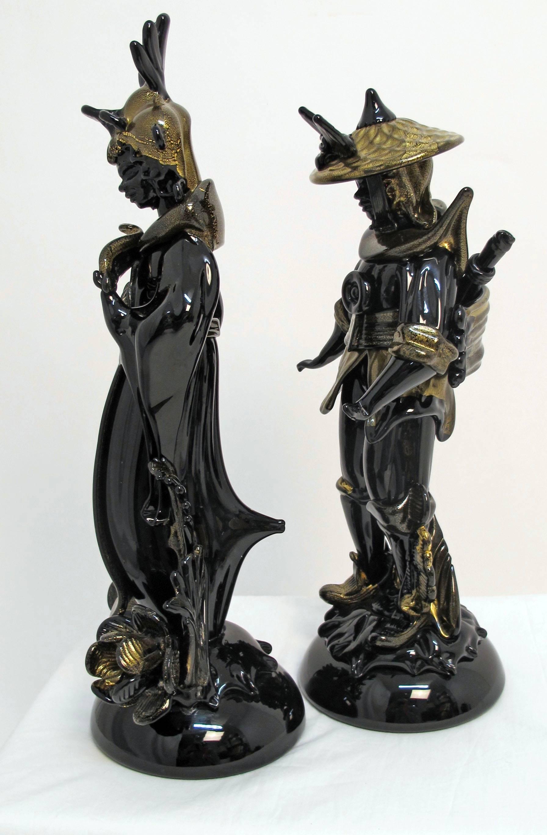 Italian Pair of Barovier Murano Glass Moorish Figures  For Sale
