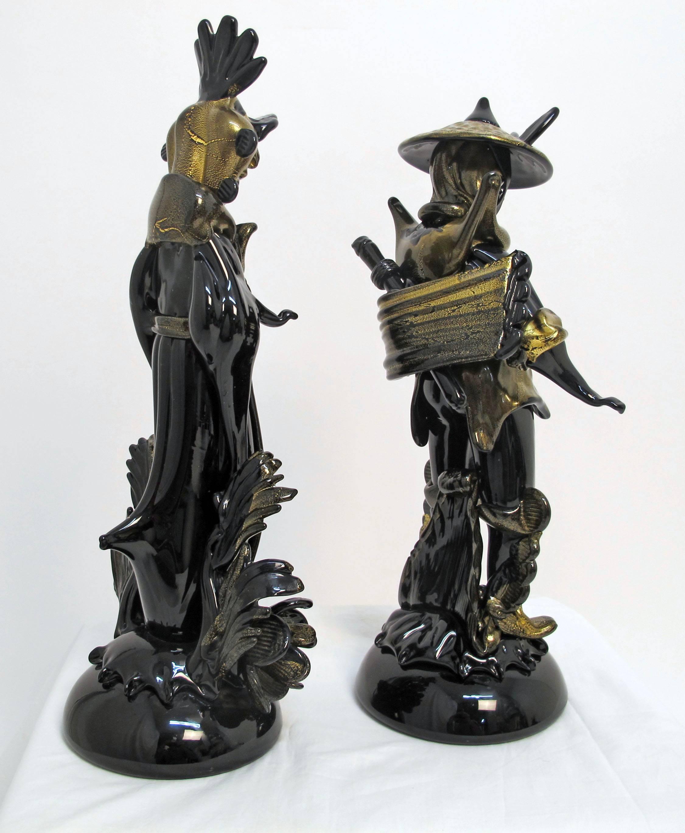 Pair of Barovier Murano Glass Moorish Figures  In Excellent Condition For Sale In San Francisco, CA