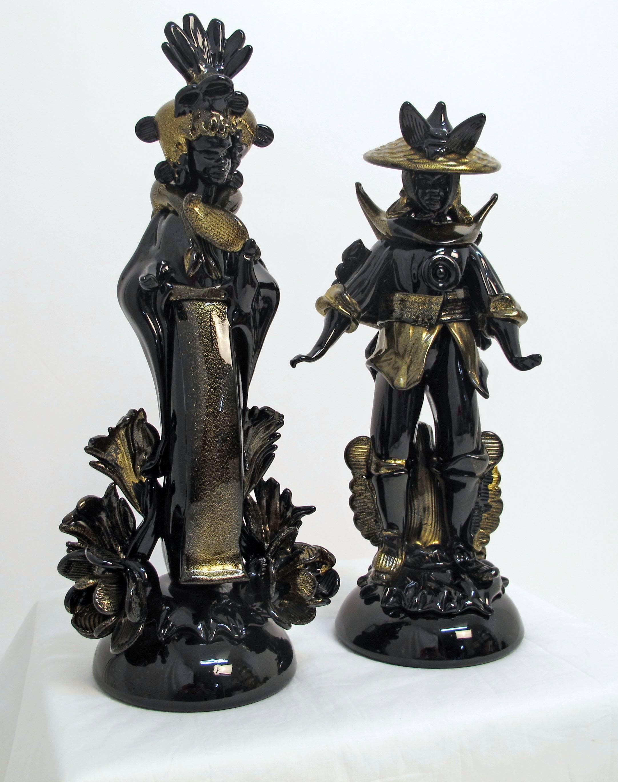 Paire de figurines mauresques en verre de Murano de Barovier en vente 1