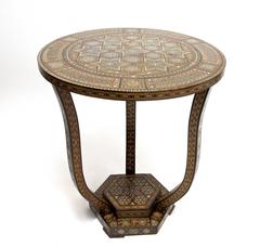 Syrian Tabouret with Inlay of Ebony, Mother-of-Pearl, Early 20th Century