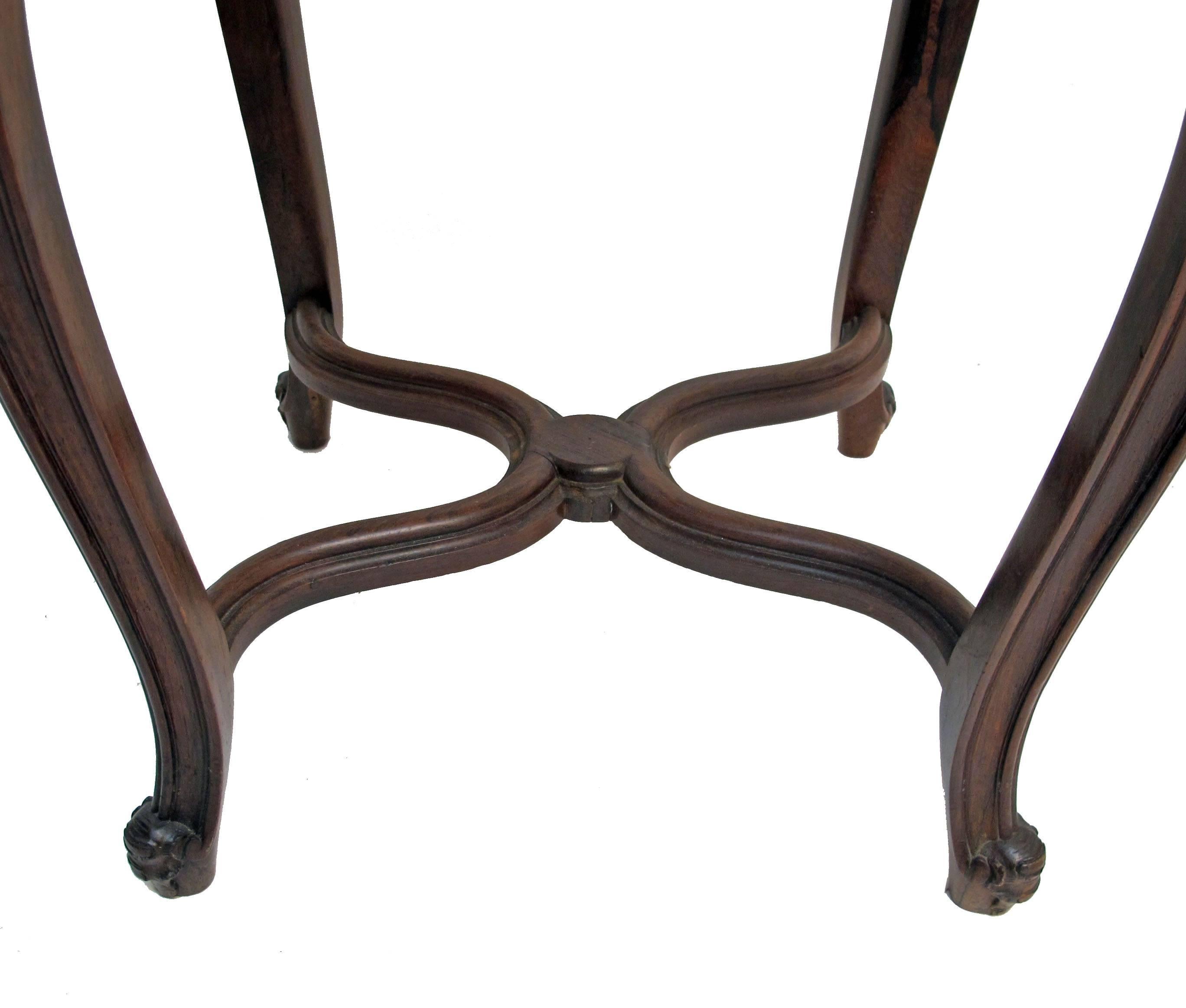 Louis XV Style Rosewood and Leather Tabouret Stools, French 19th Century For Sale 4