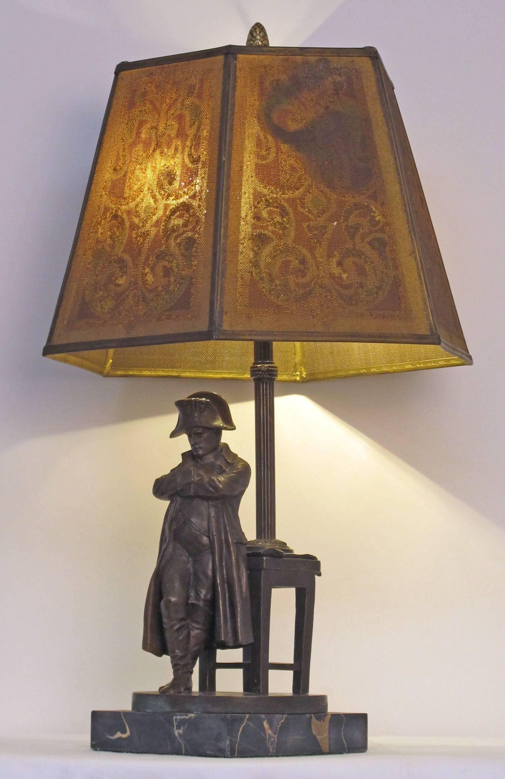 German Napoleon Bronze Statue Lamp Signed Schmidt-Felling