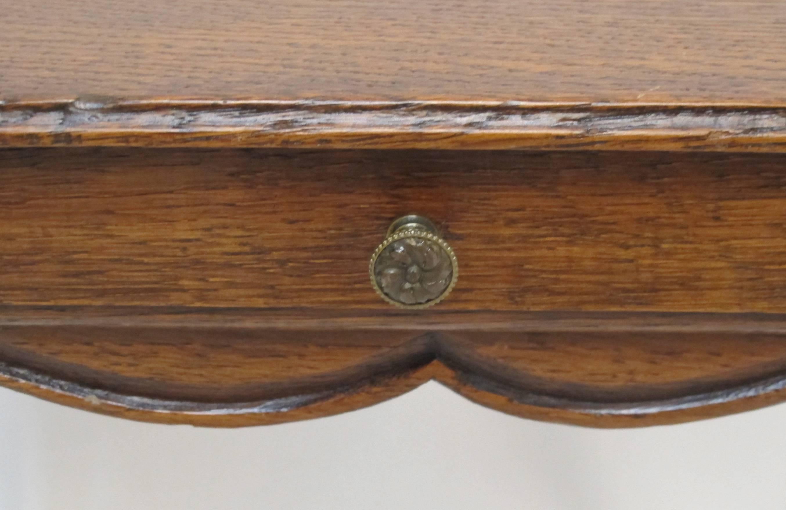 Polished Oak Childs Table with Single Drawer, French, 19th Century