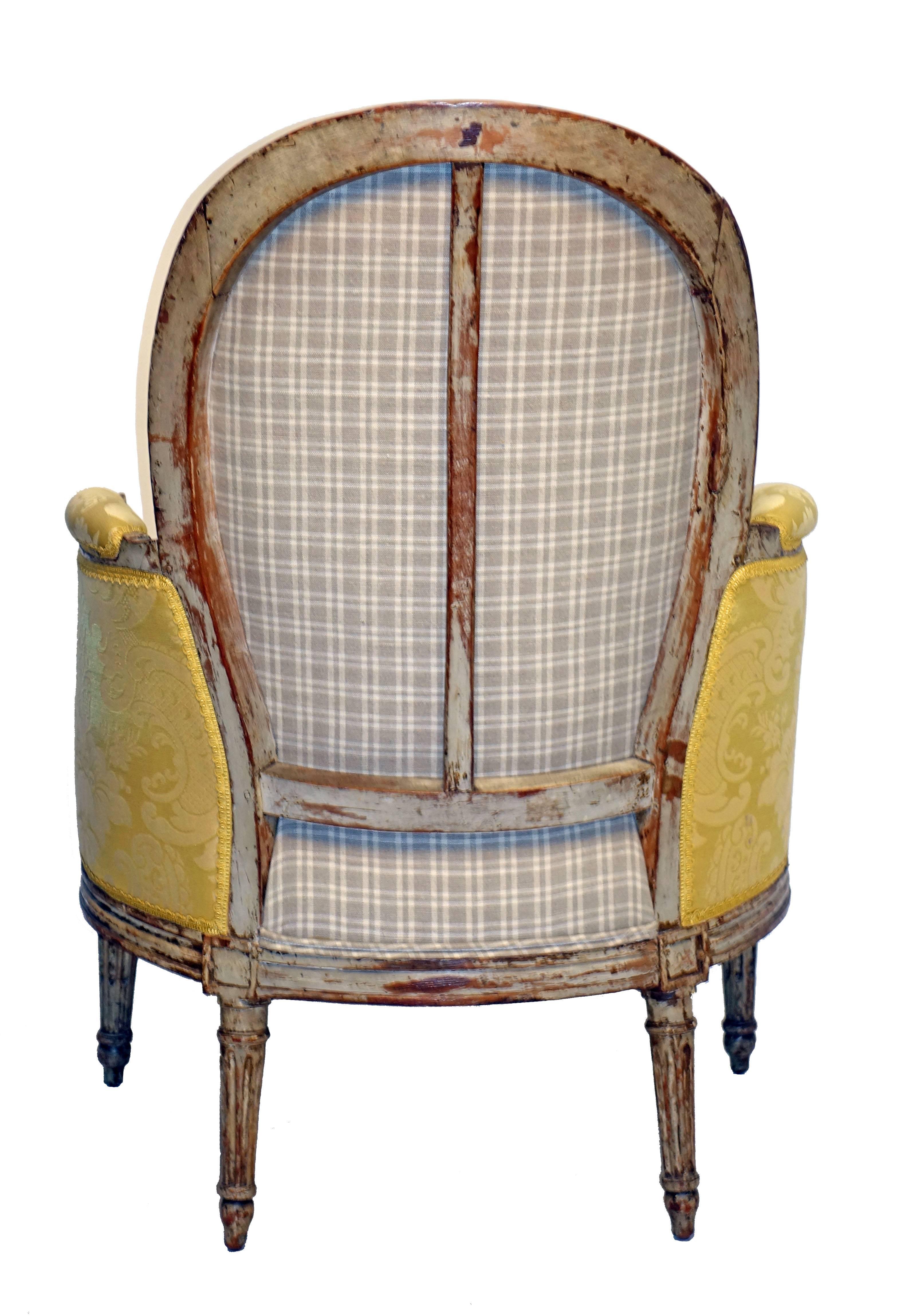 Painted Louis XV Style Bergere Chair, French, Late 19th to Early 20th Century