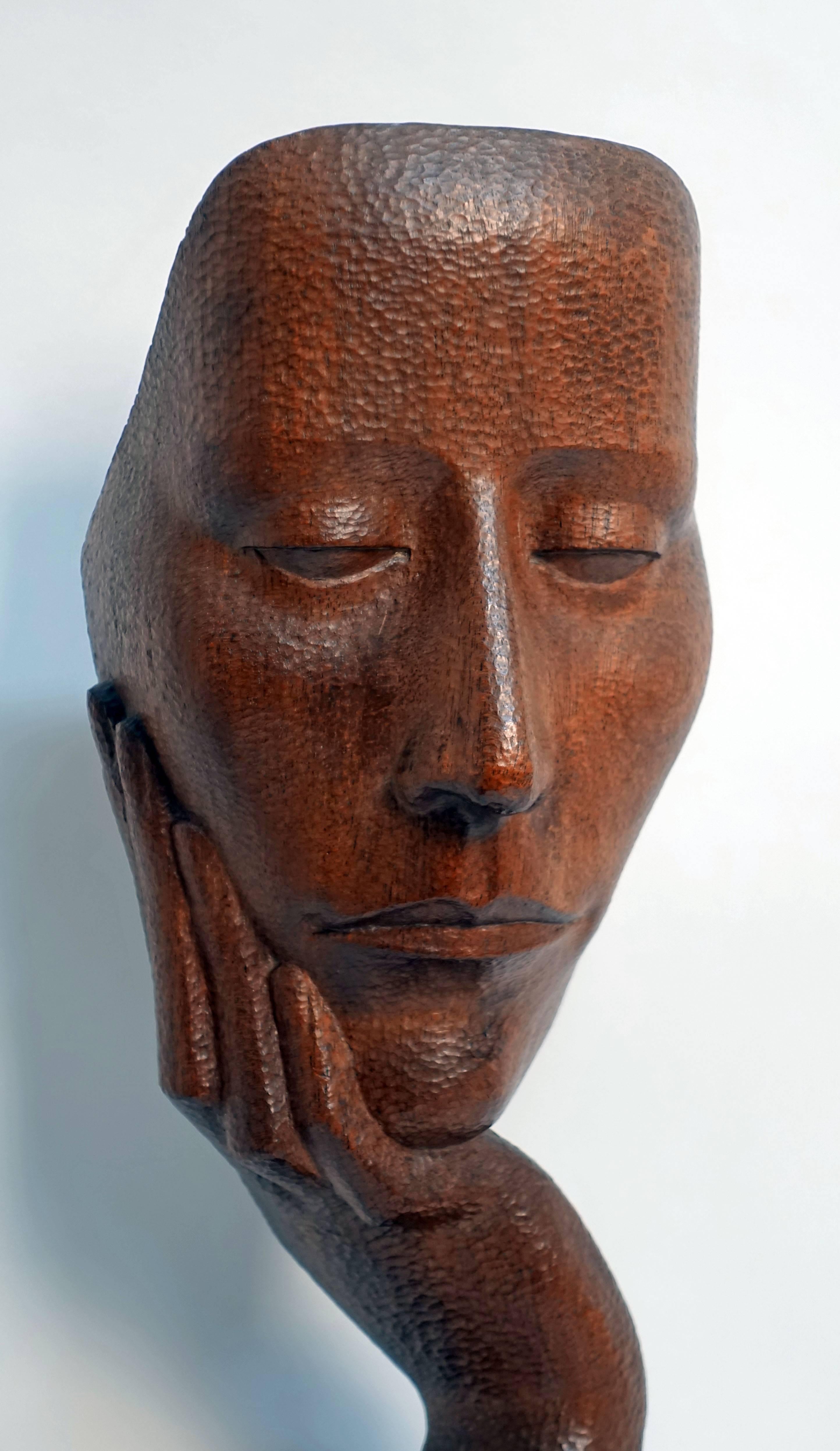 mid century wood sculpture