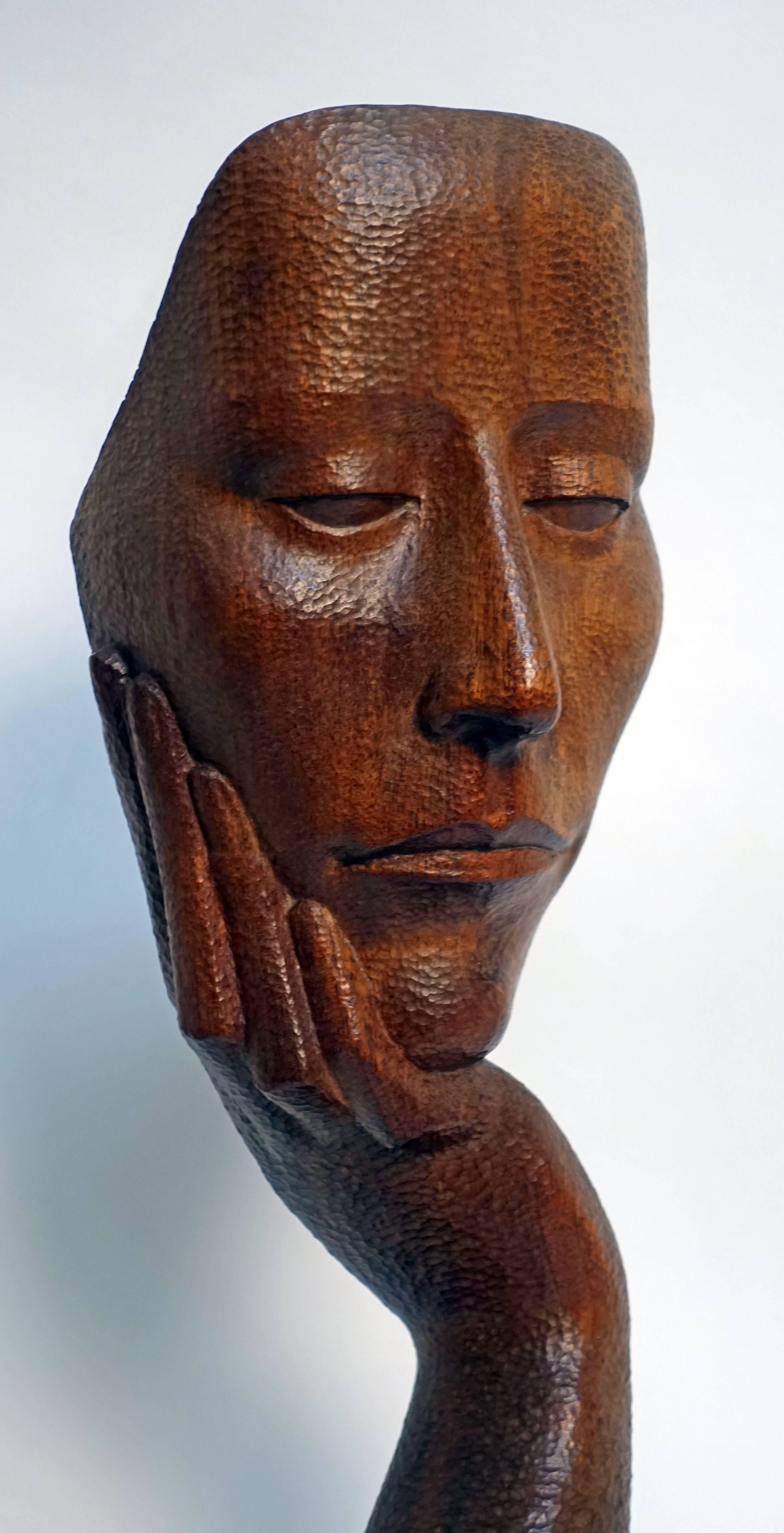 Carved Mid-Century Wood Sculpture by Peter Ganine