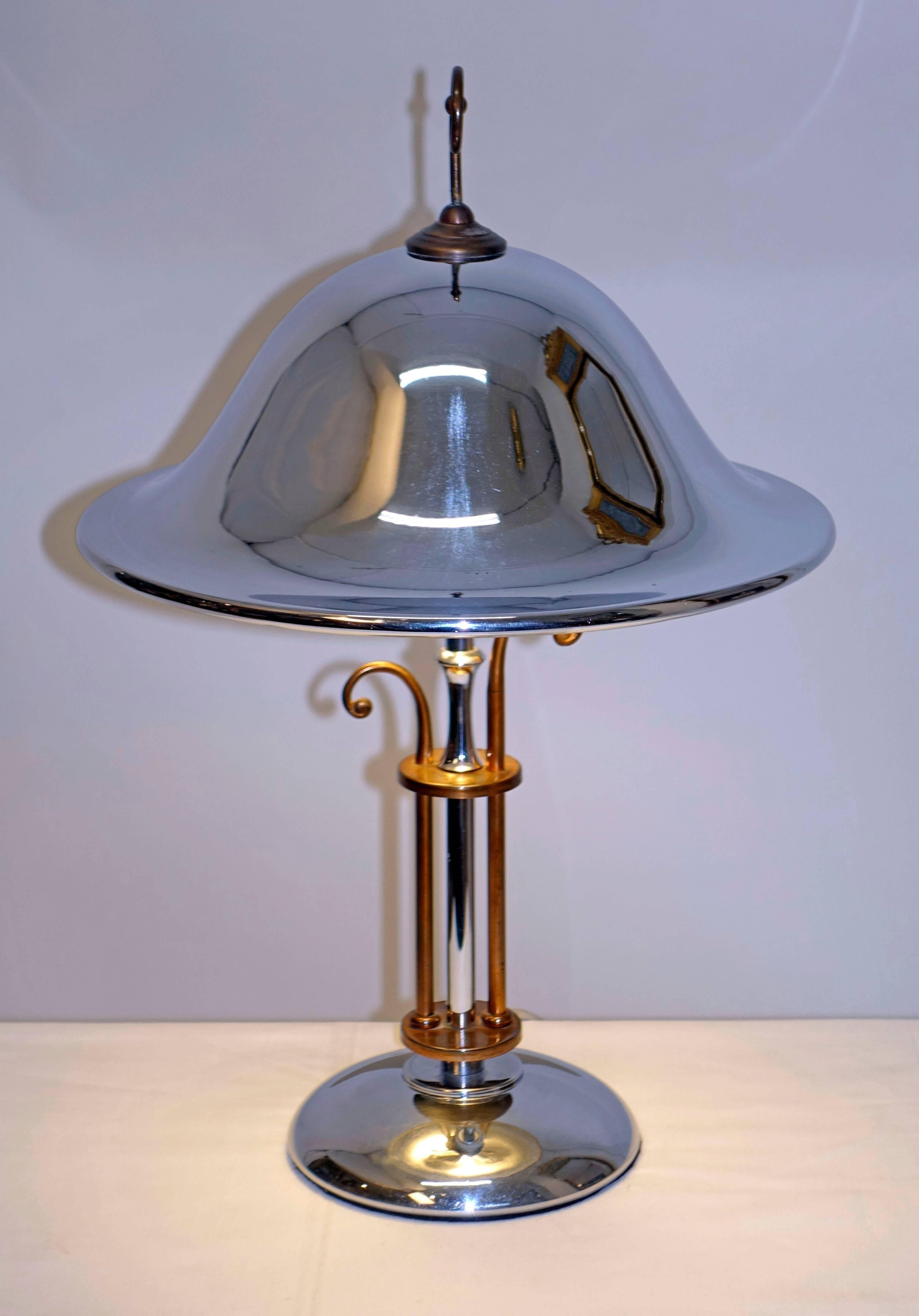  Art Deco Chrome and Copper Lamp, American 1920's-1930's For Sale 2