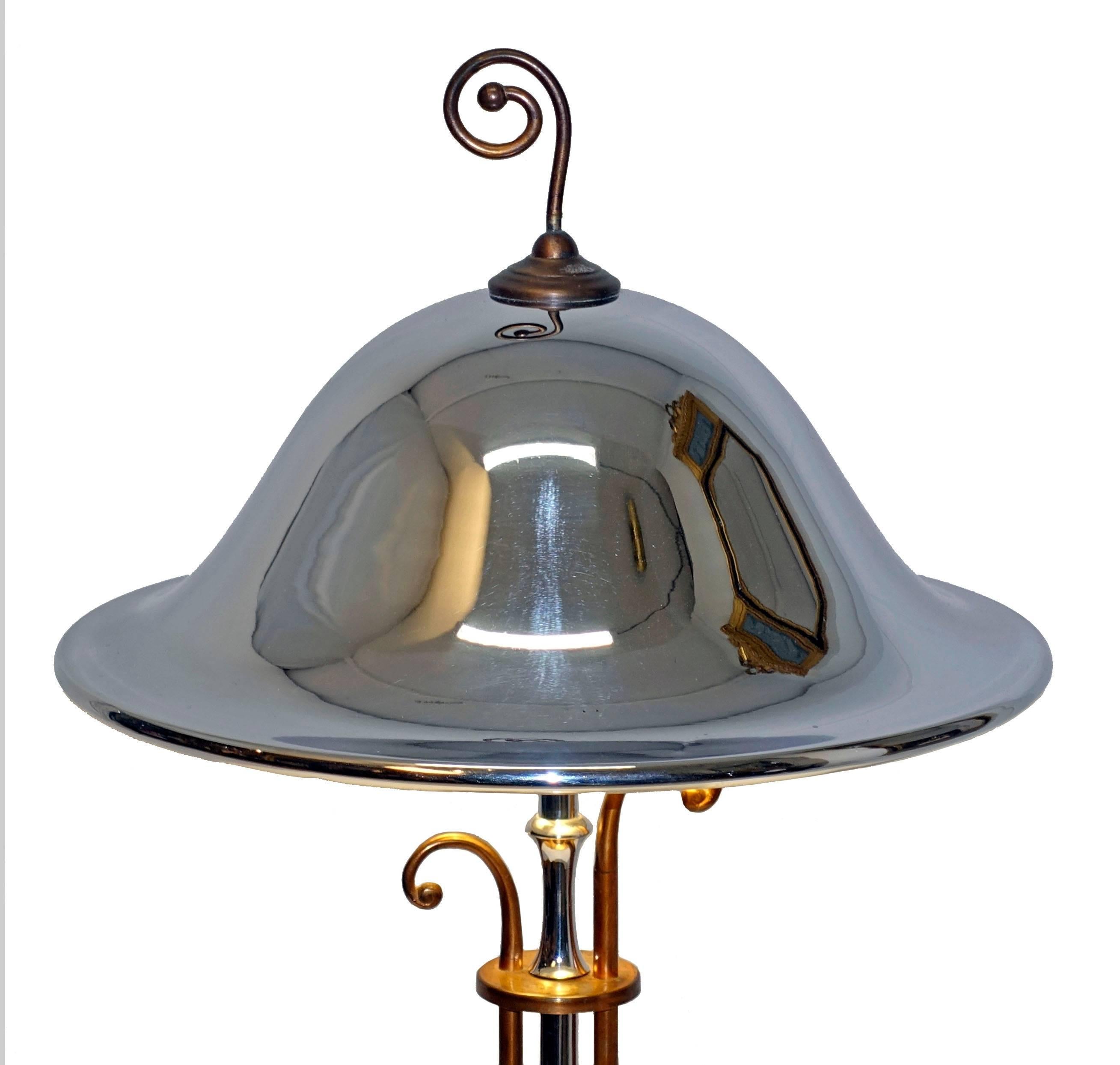 20th Century  Art Deco Chrome and Copper Lamp, American 1920's-1930's For Sale