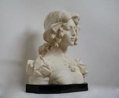 Grand Tour Carrara alabaster bust of Dante's Beatrice, Italian, 19th Century