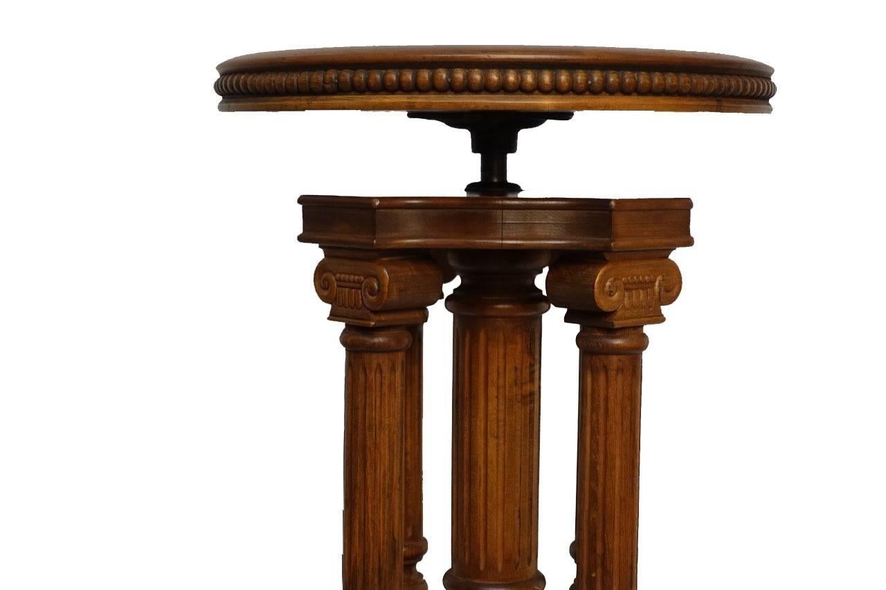 Carved Neoclassical Style Piano Stool, American, 19th Century