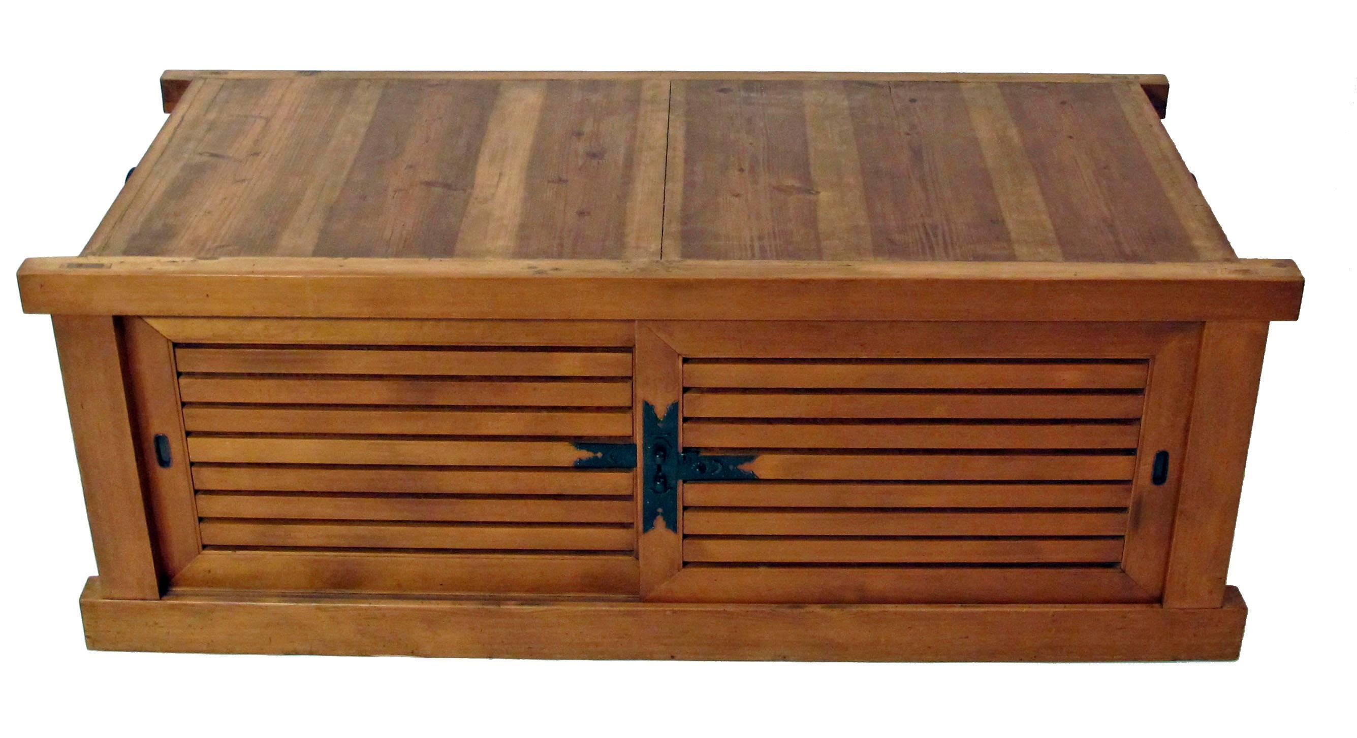 Cypress Wood Futon Tansu Cabinet, Japan Meiji Period 1