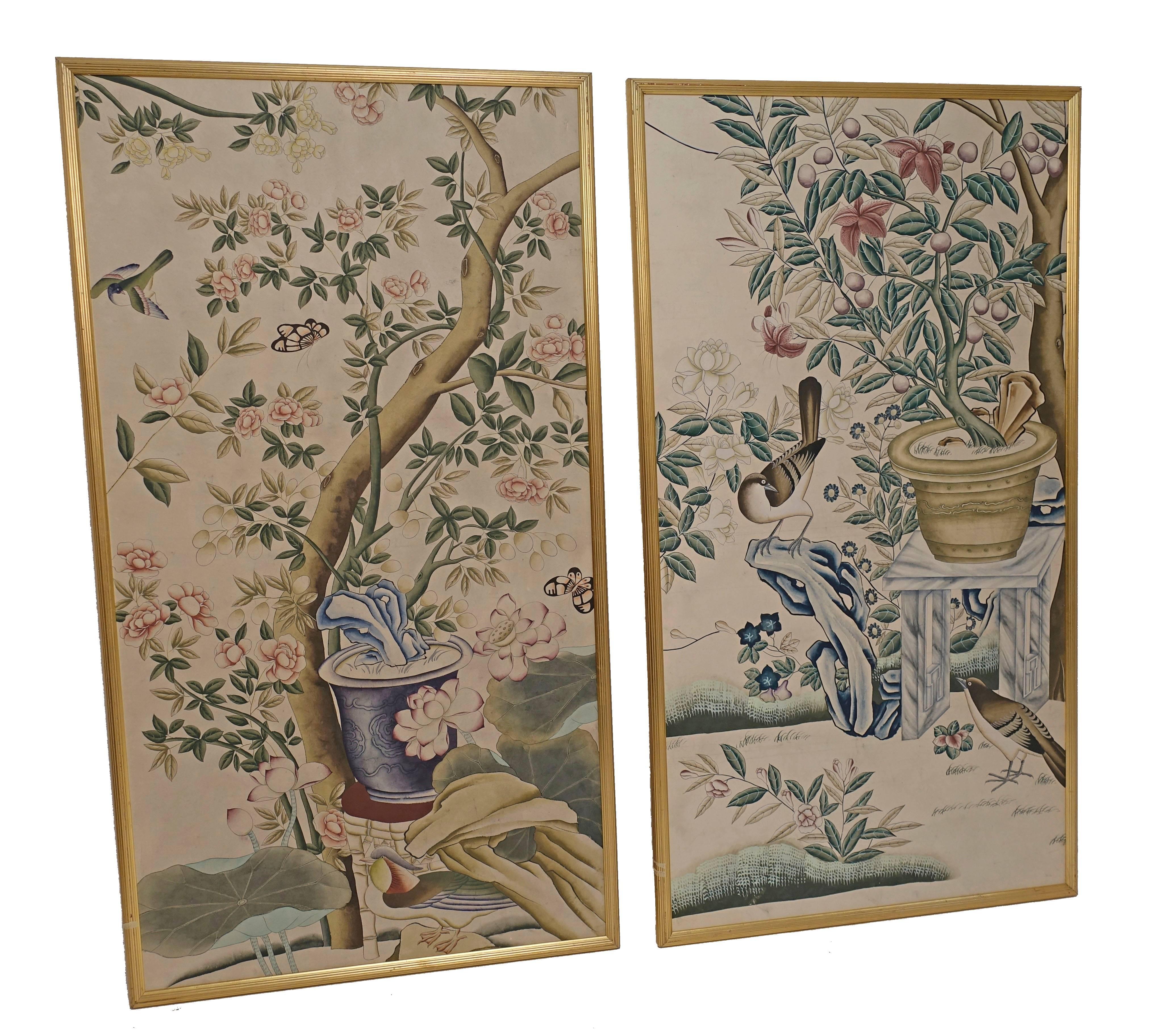 Chinese Wall Paper Panels In Excellent Condition In San Francisco, CA