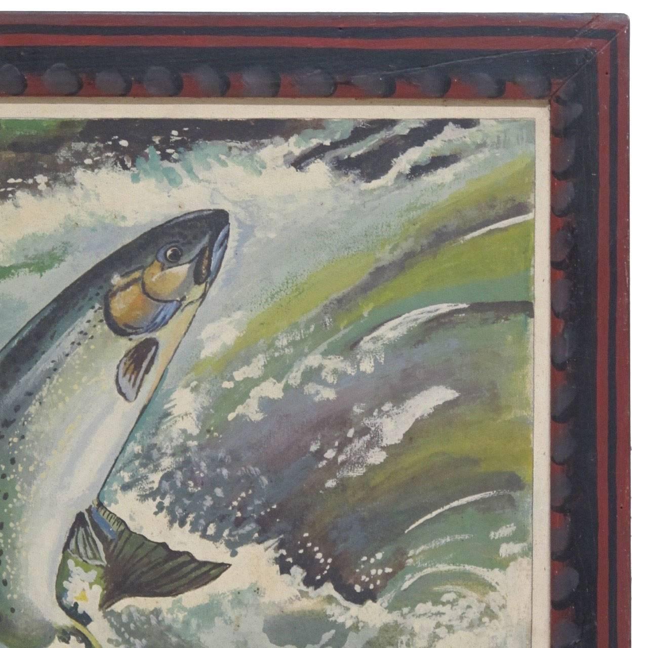 Hand-Painted American Folk Art Fish Painting