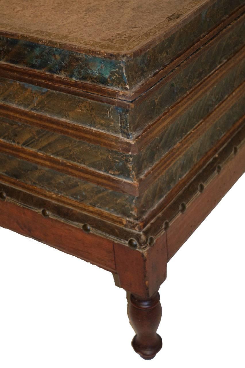Leather Book Box Side Table or Stand, England, 19th Century 4