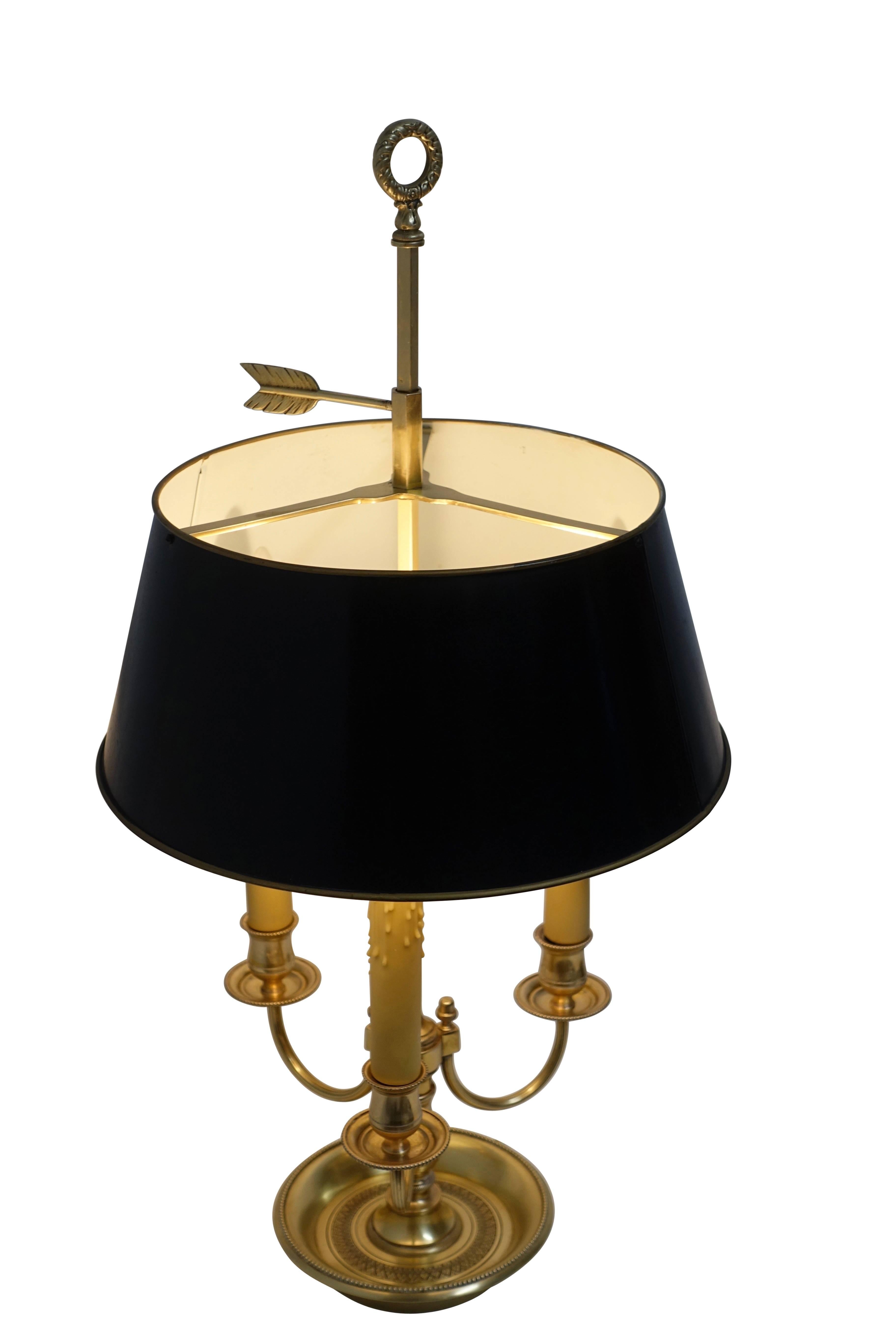 French Louis XVI Style Brass Bouillotte Lamp In Excellent Condition In San Francisco, CA