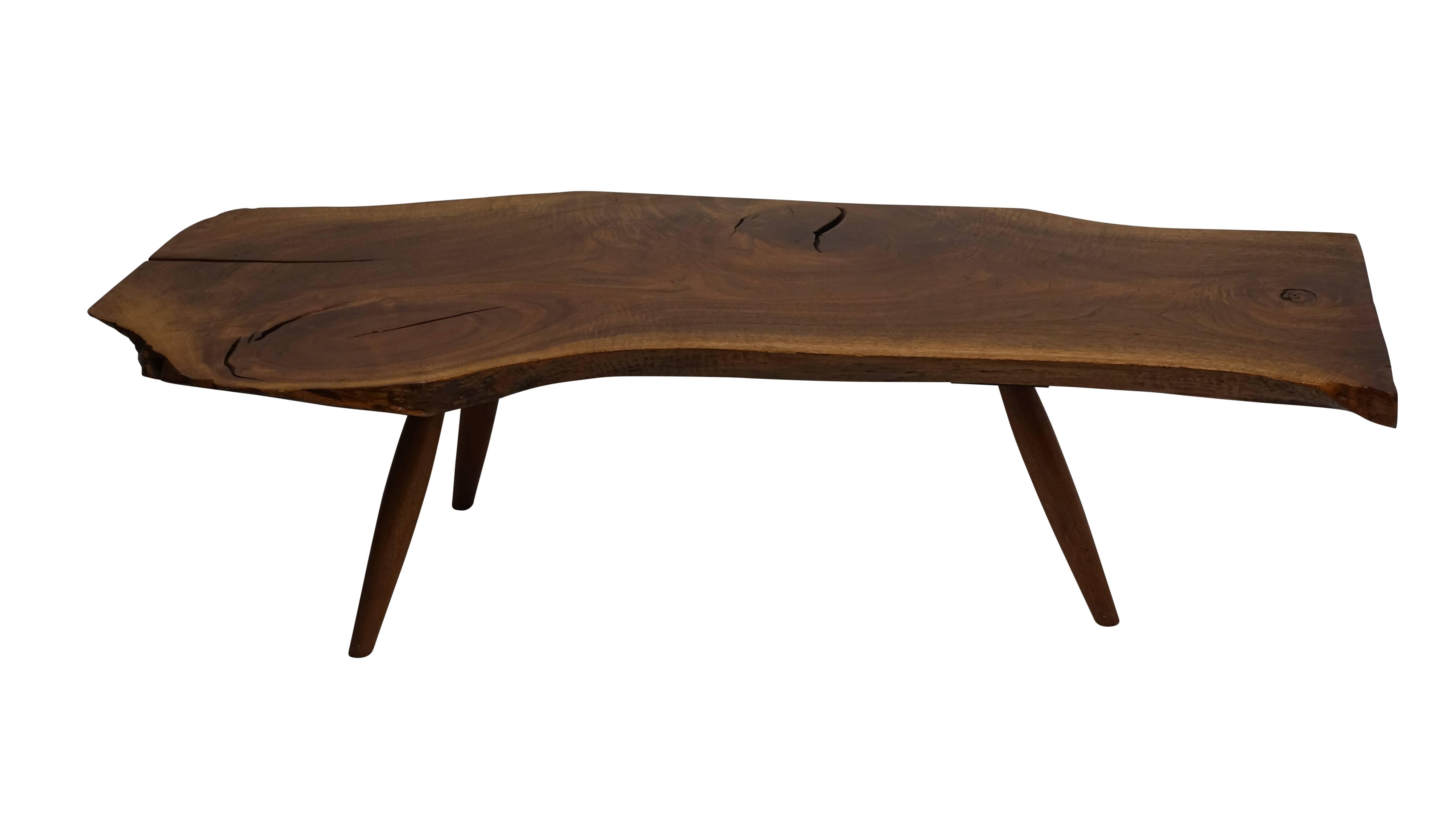 American Mid-Century Walnut Plank Coffee Table