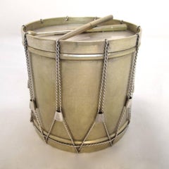 Drum Shape Silver Gilt Bronze Box, 19th Century