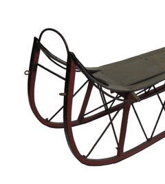 Antique American Red and Green Painted Sled mid to late 19th cent.