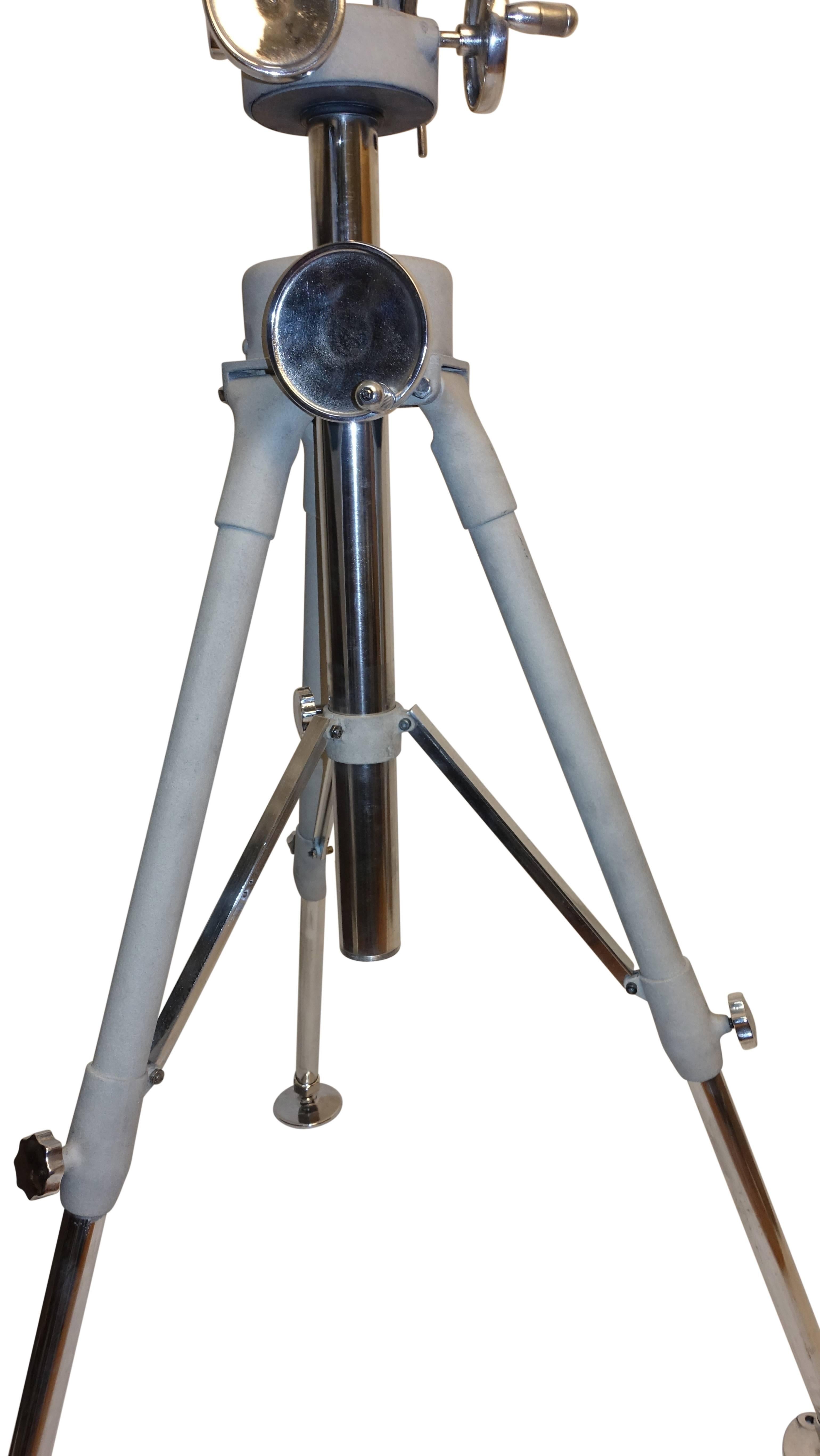 WWII Japanese Chrome and Brass Binoculars on Tripod Stand 1